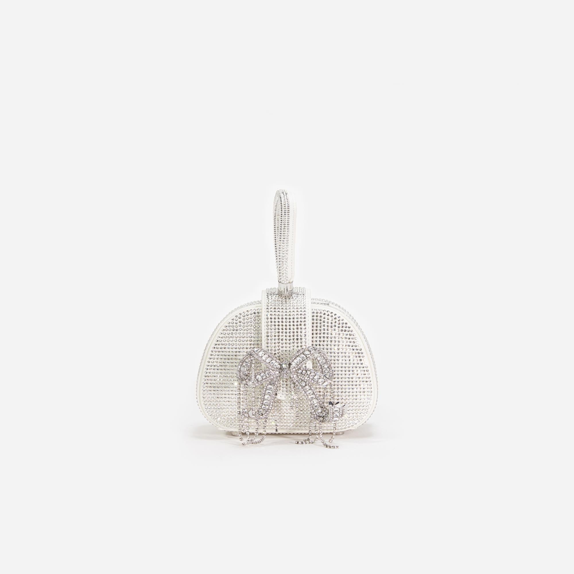 Cream Rhinestone Top Handle Micro Bag - 1