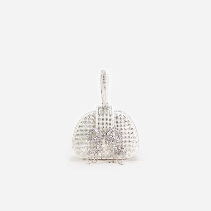 Cream Rhinestone Top Handle Micro Bag 1