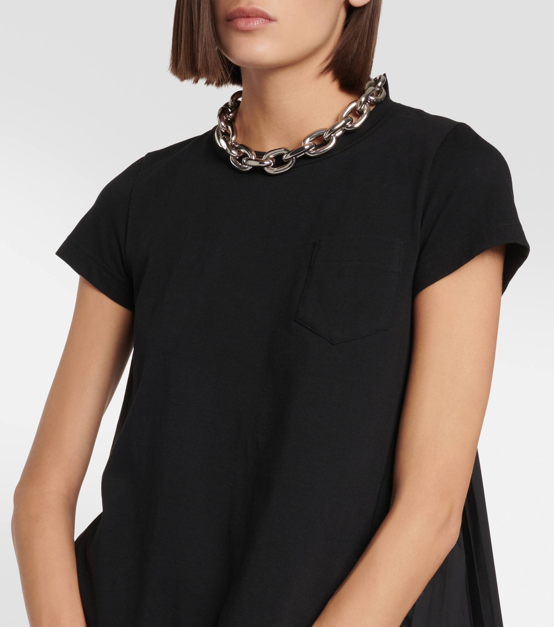 Pleated cotton jersey T-shirt - 4