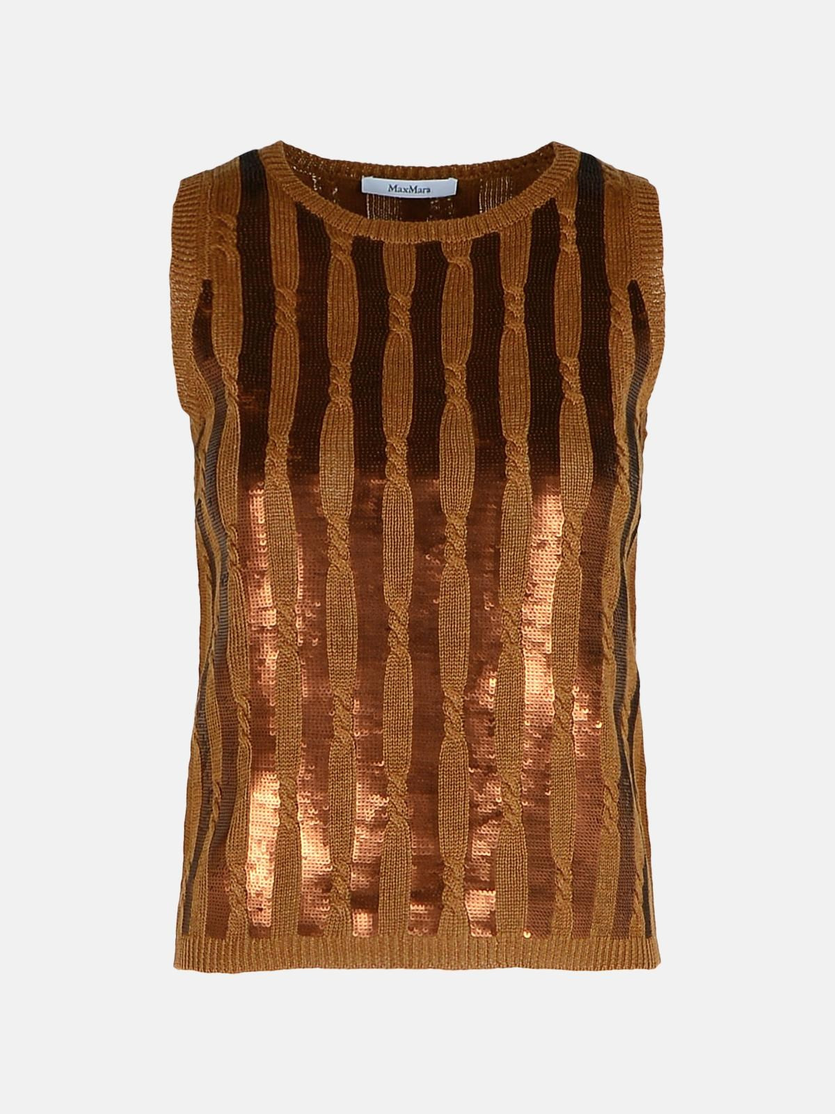 'GOLIA' BROWN LINEN TANK TOP - 1