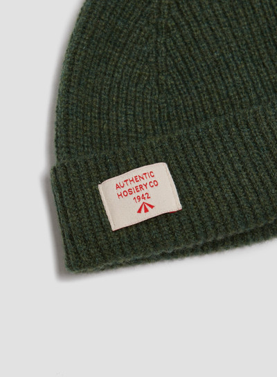 Nigel Cabourn Lambswool Beanie in Rosemary Green outlook