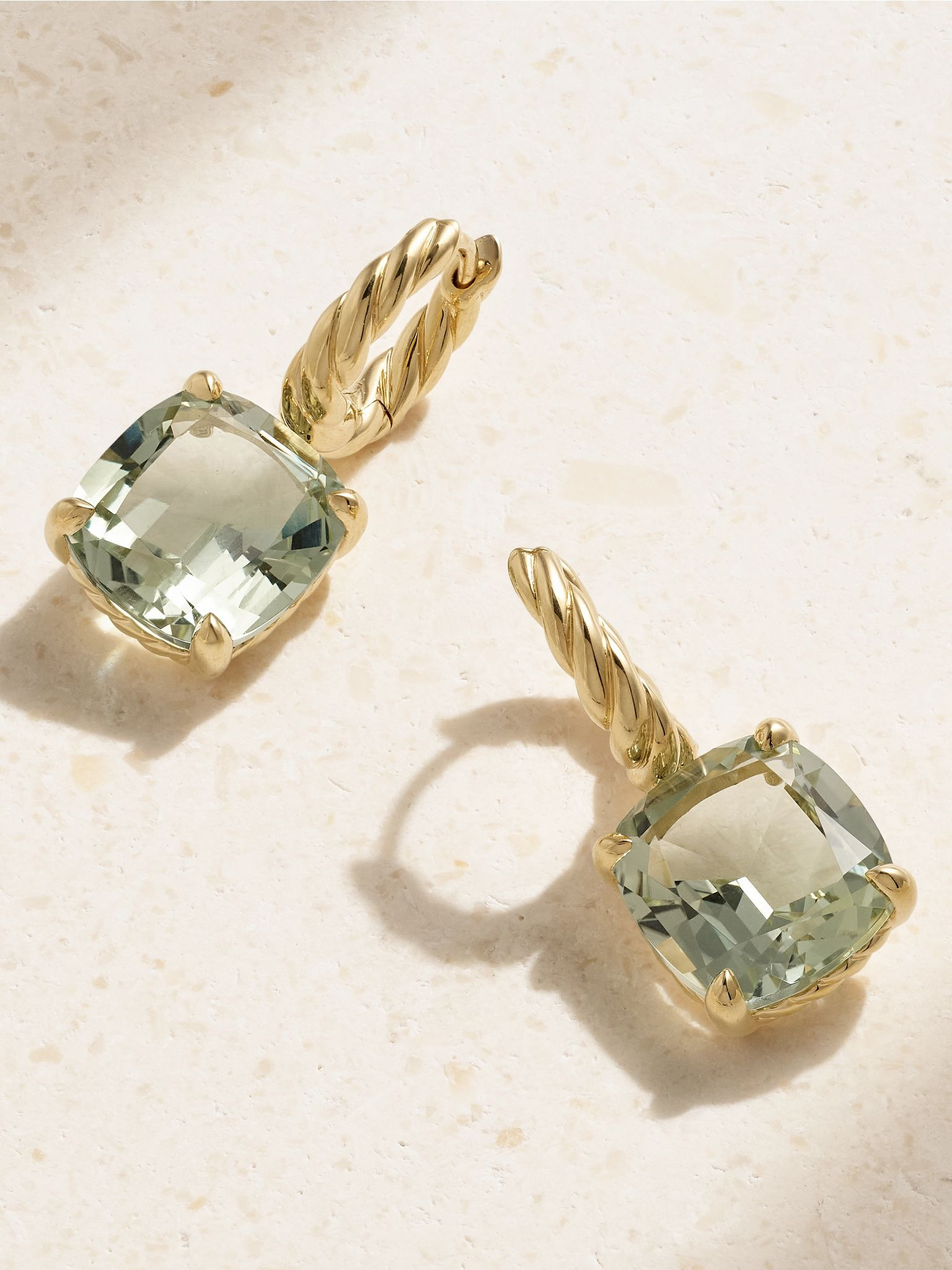 Marbella 18-karat gold prasiolite hoop earrings Gold - 3