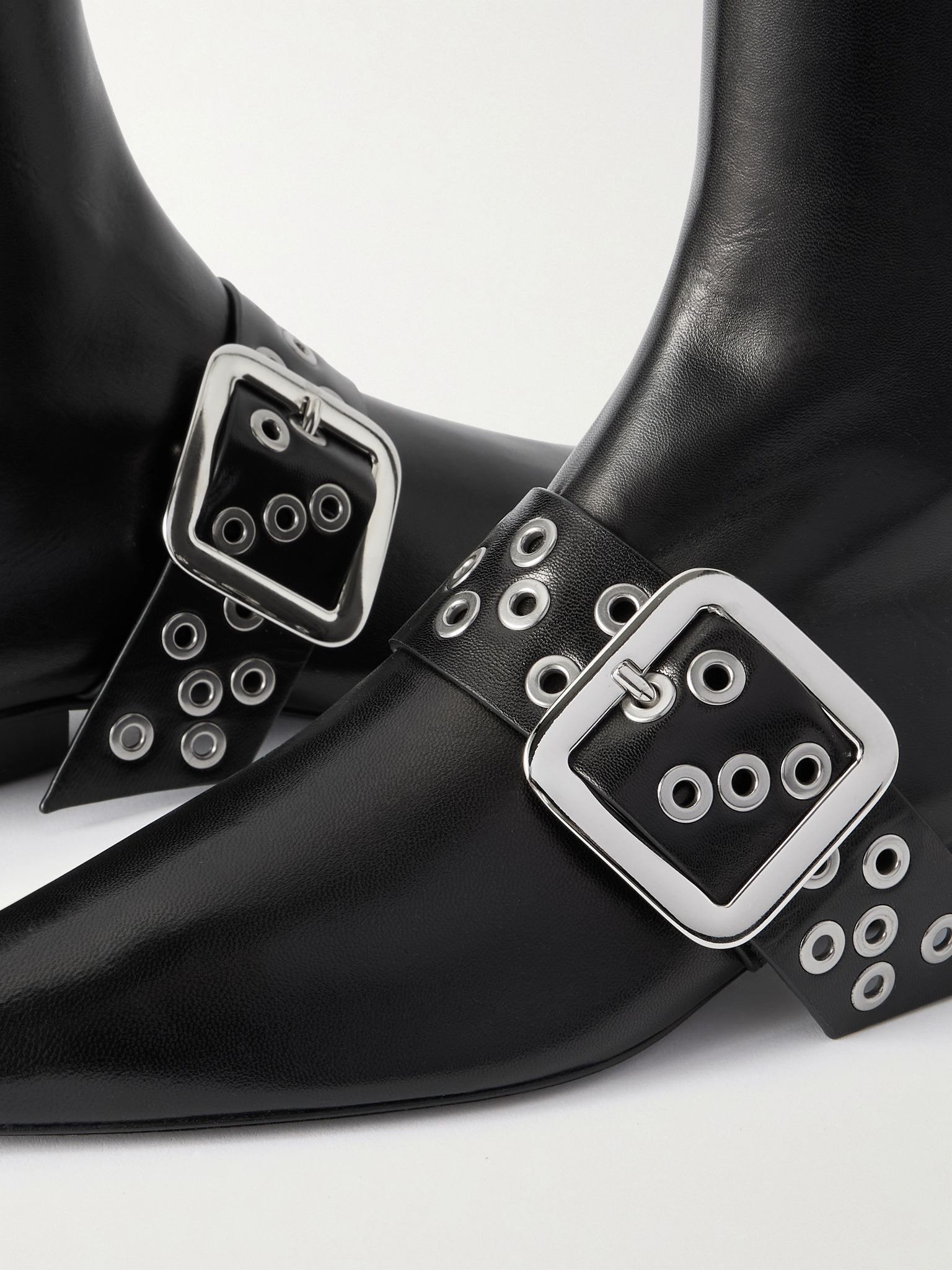 Buckled leather ankle boots Black - 4