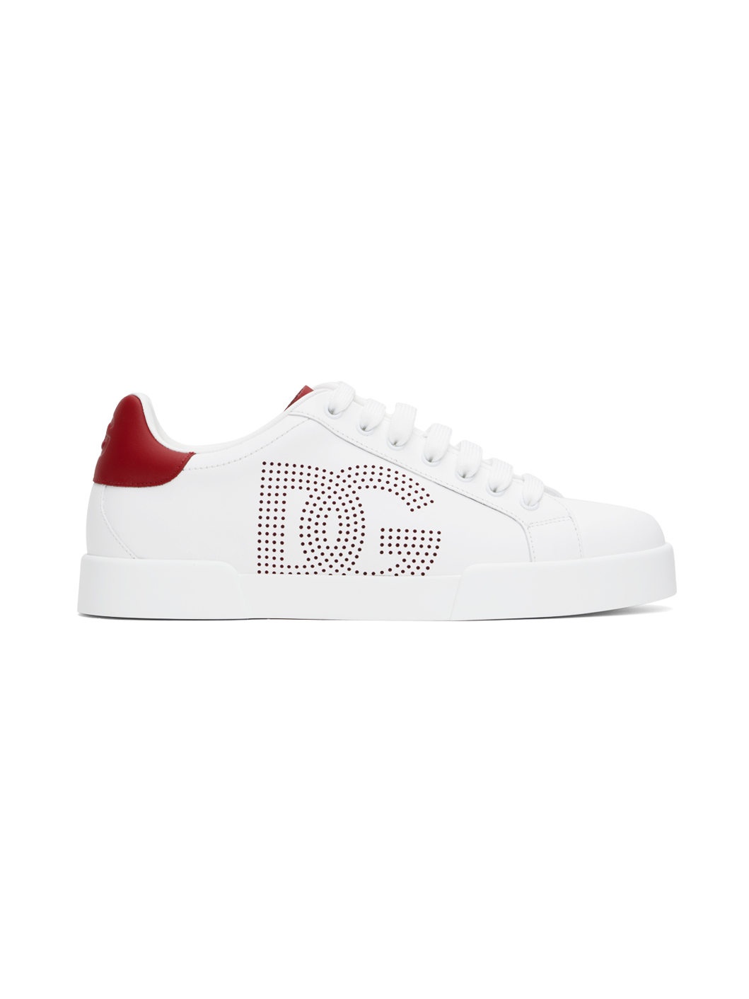 White & Red Calfskin Portofino Sneakers - 1