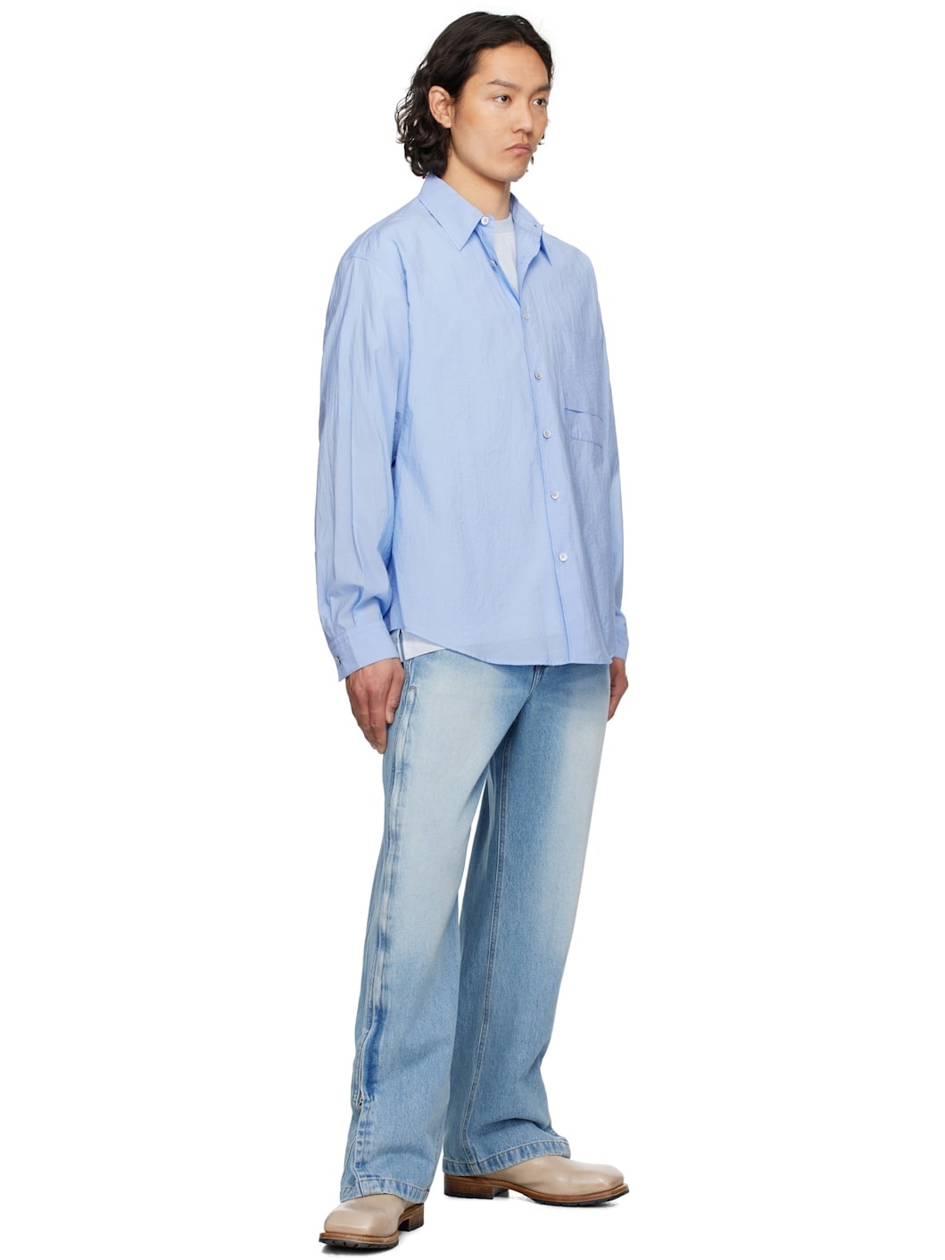 Blue Out Pocket Shirt - 4