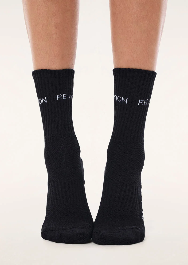 SIGNATURE SOCK IN BLACK & OPTIC WHITE - 1