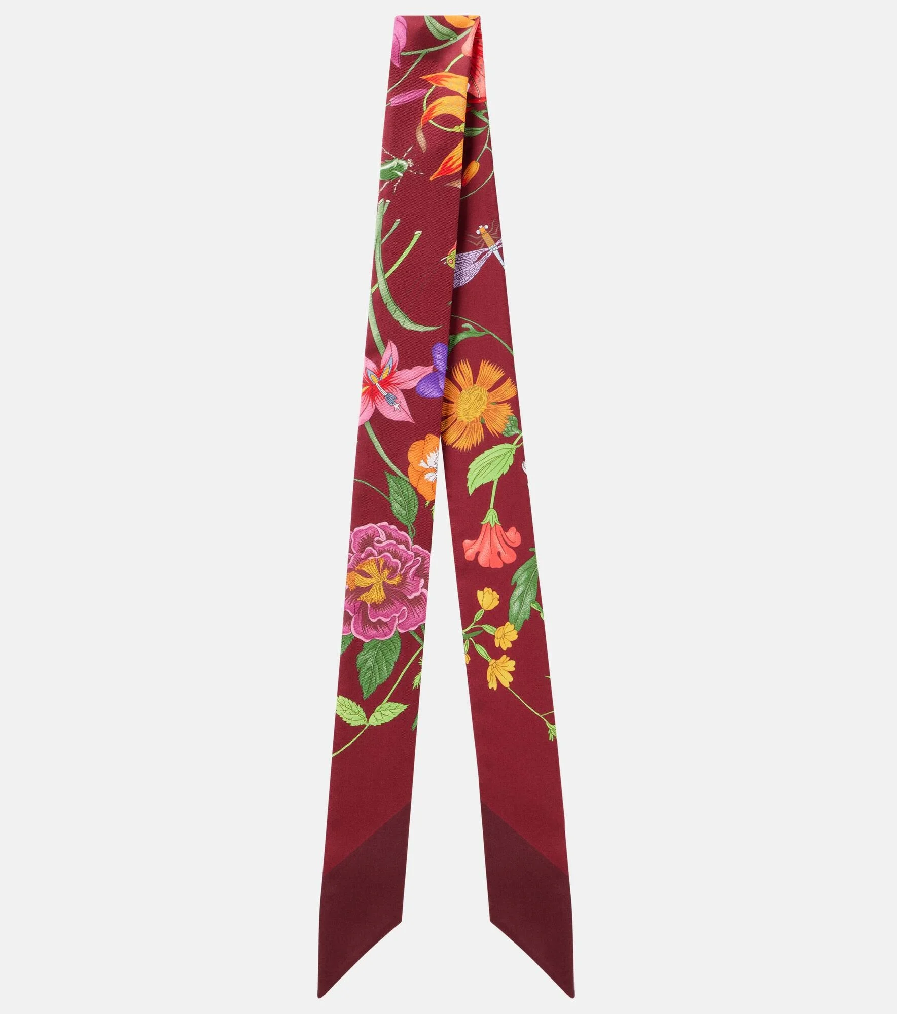 Floral silk twill scarf - 1