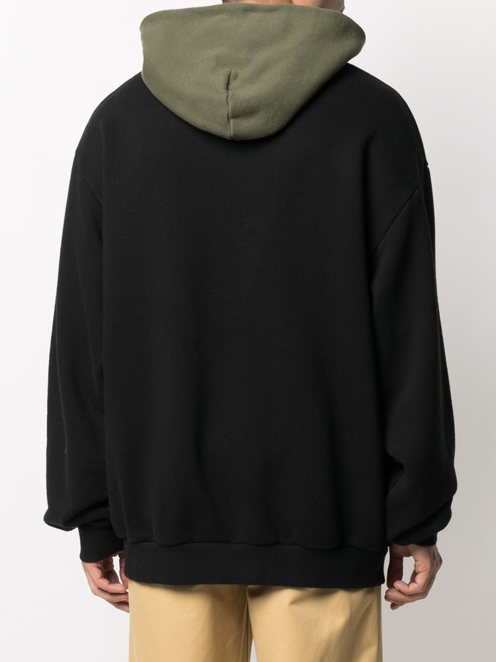 embroidered-logo contrast hoodie - 4