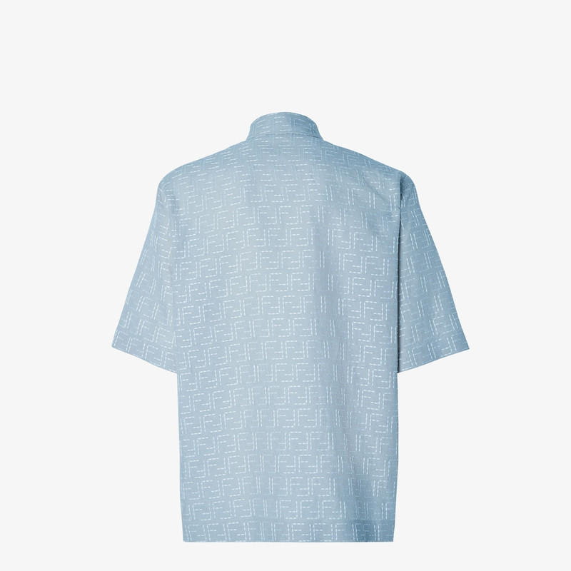 FENDI Shirt Light blue linen FF Jacquard shirt outlook