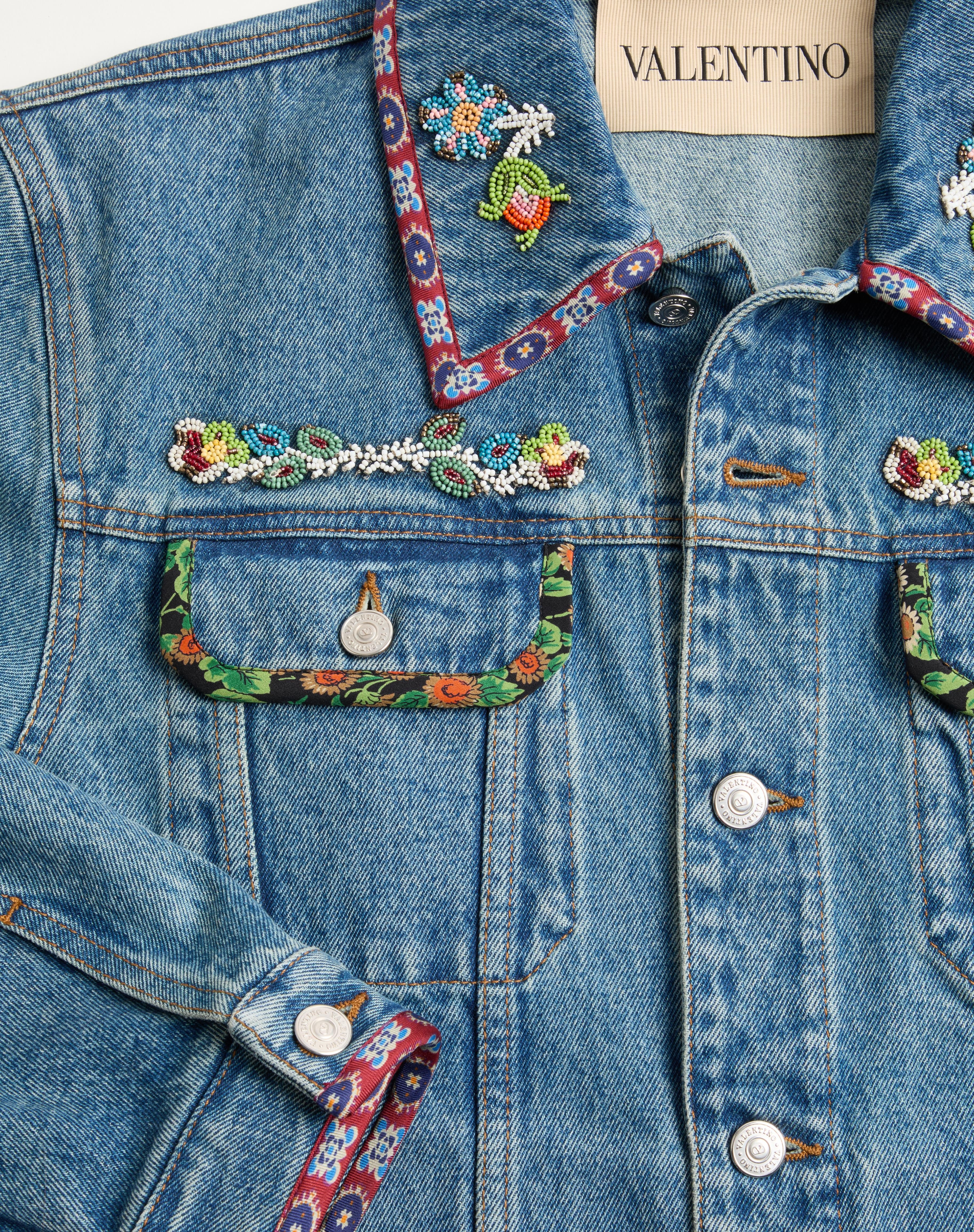 DENIM JACKET WITH BEADED EMBROIDERY AND PRINTED EDGES - 8