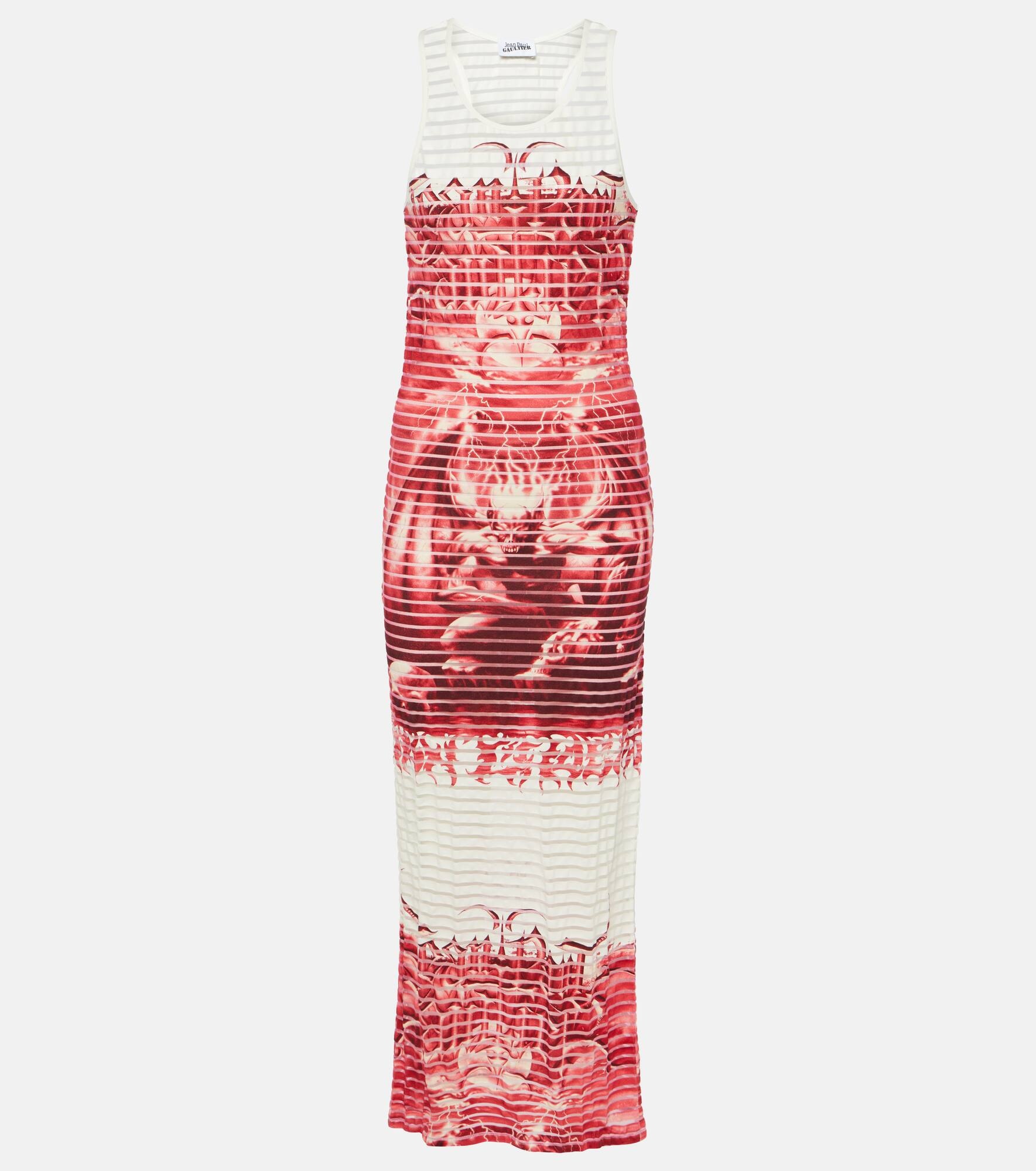 Striped printed cotton-blend jersey maxi dress - 1