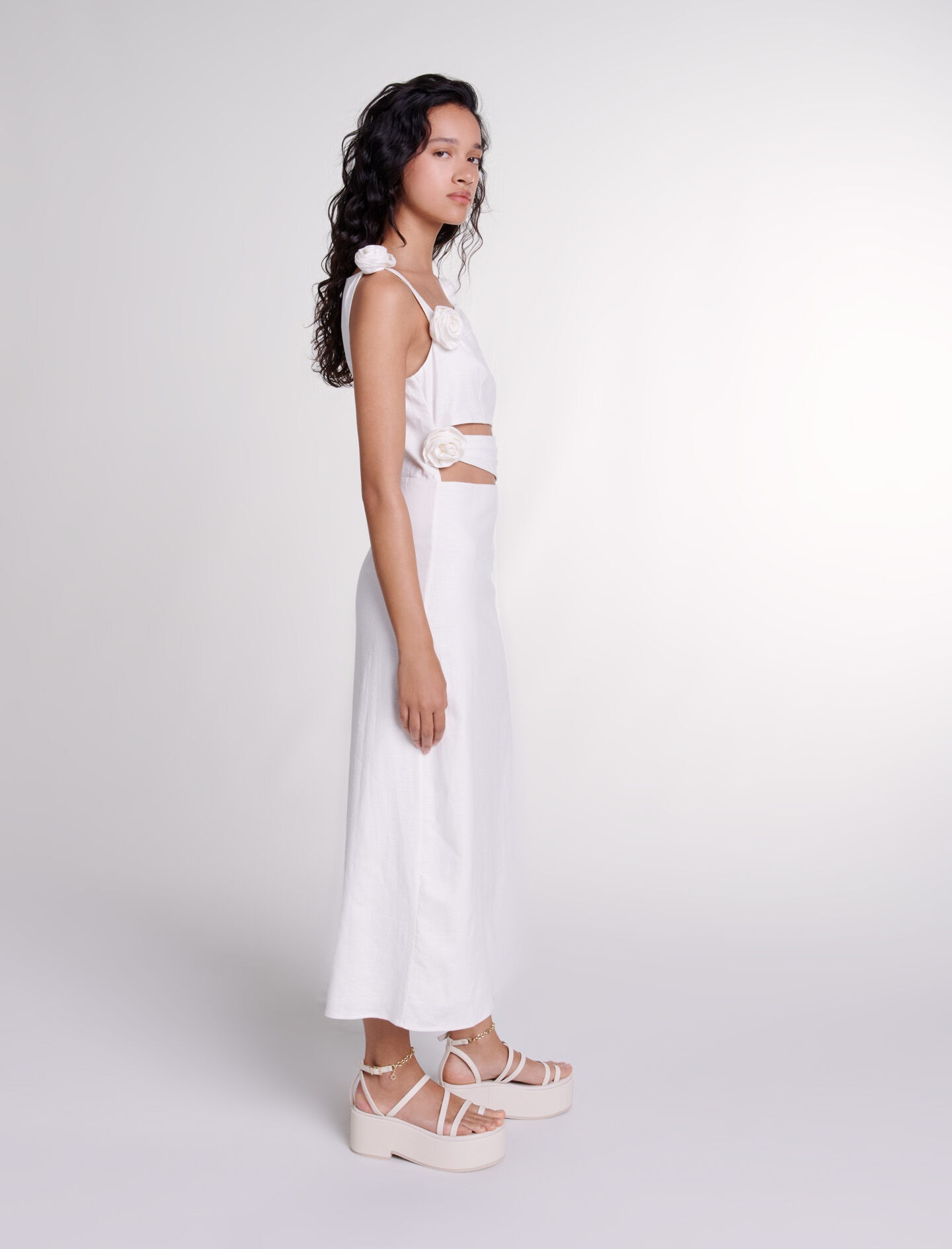 Openwork linen maxi dress - 3