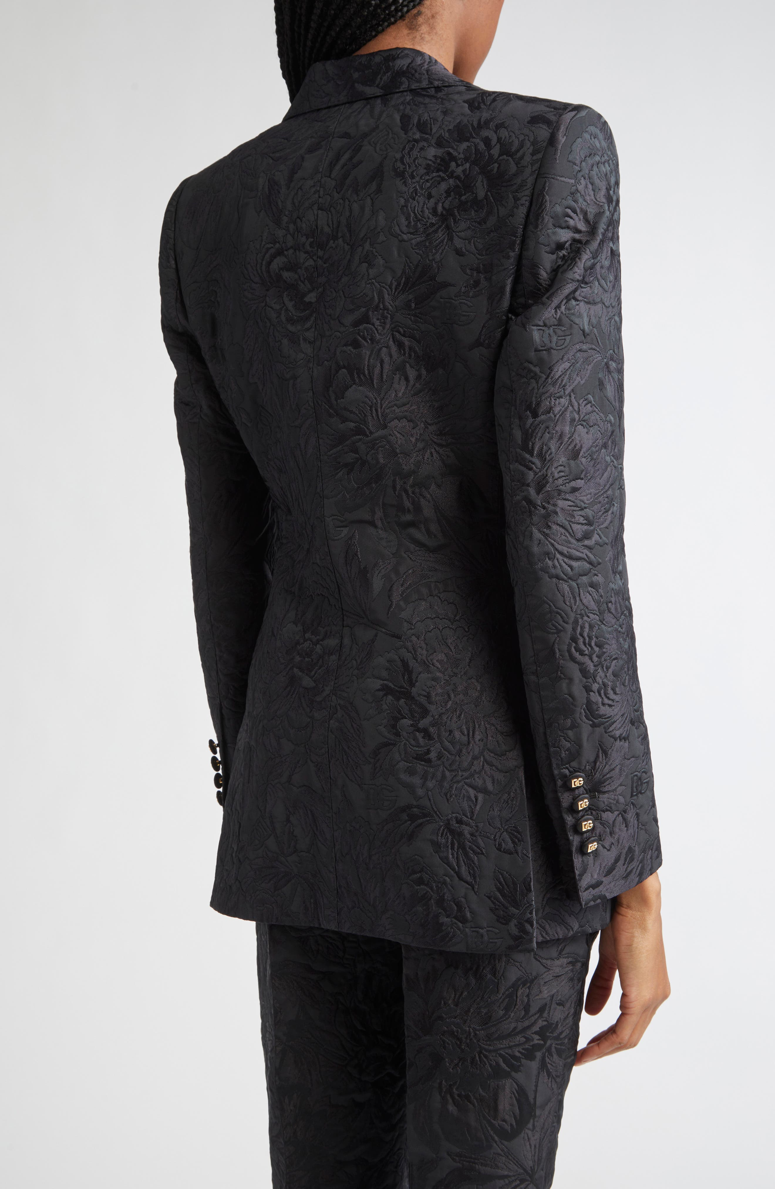 Dolce&Gabbana One-Button Floral Brocade Blazer in N0000 Nero at Nordstrom - 3