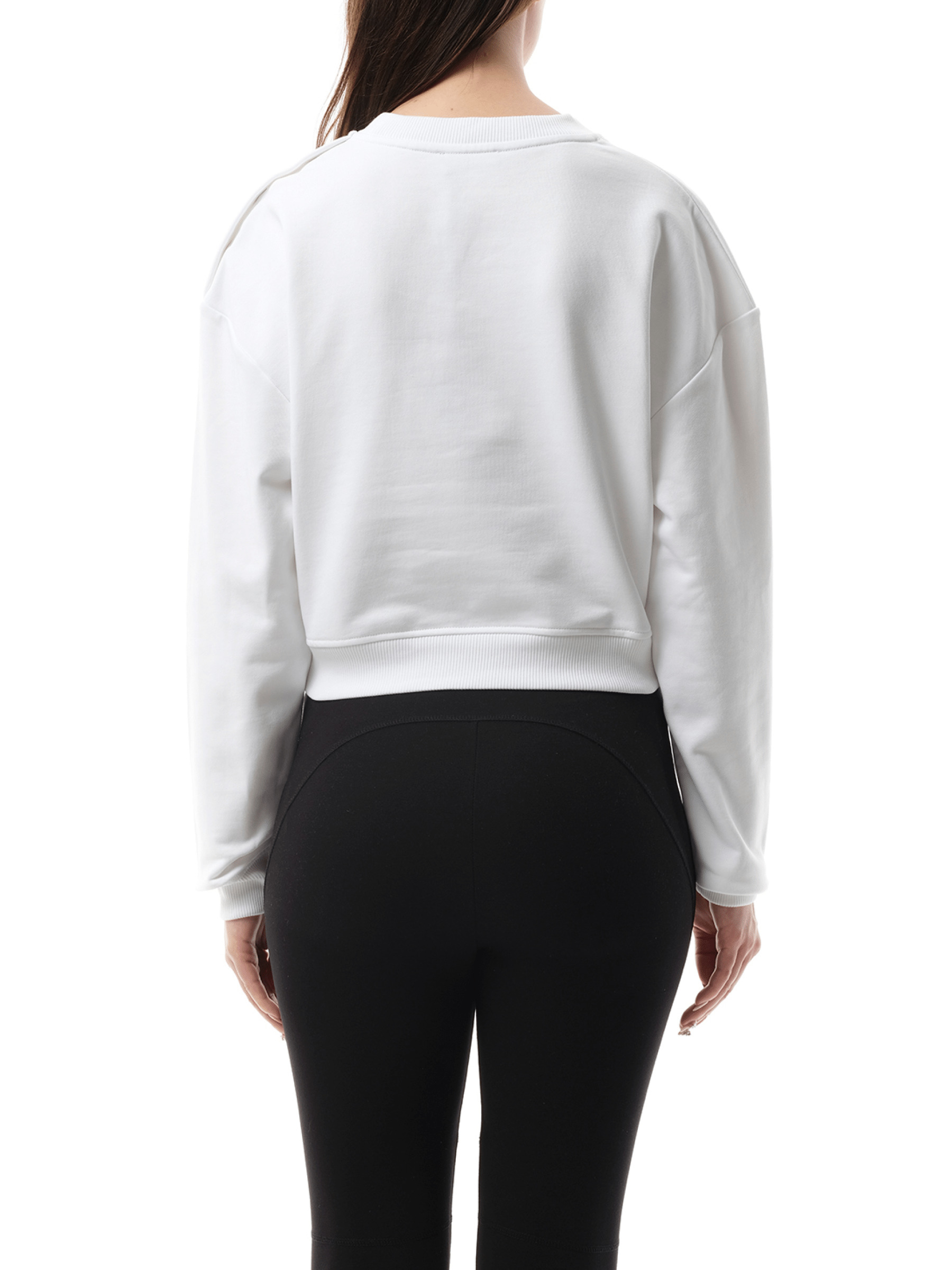 3 Button Balmain Printed Sweatshirt in White/Black - 6