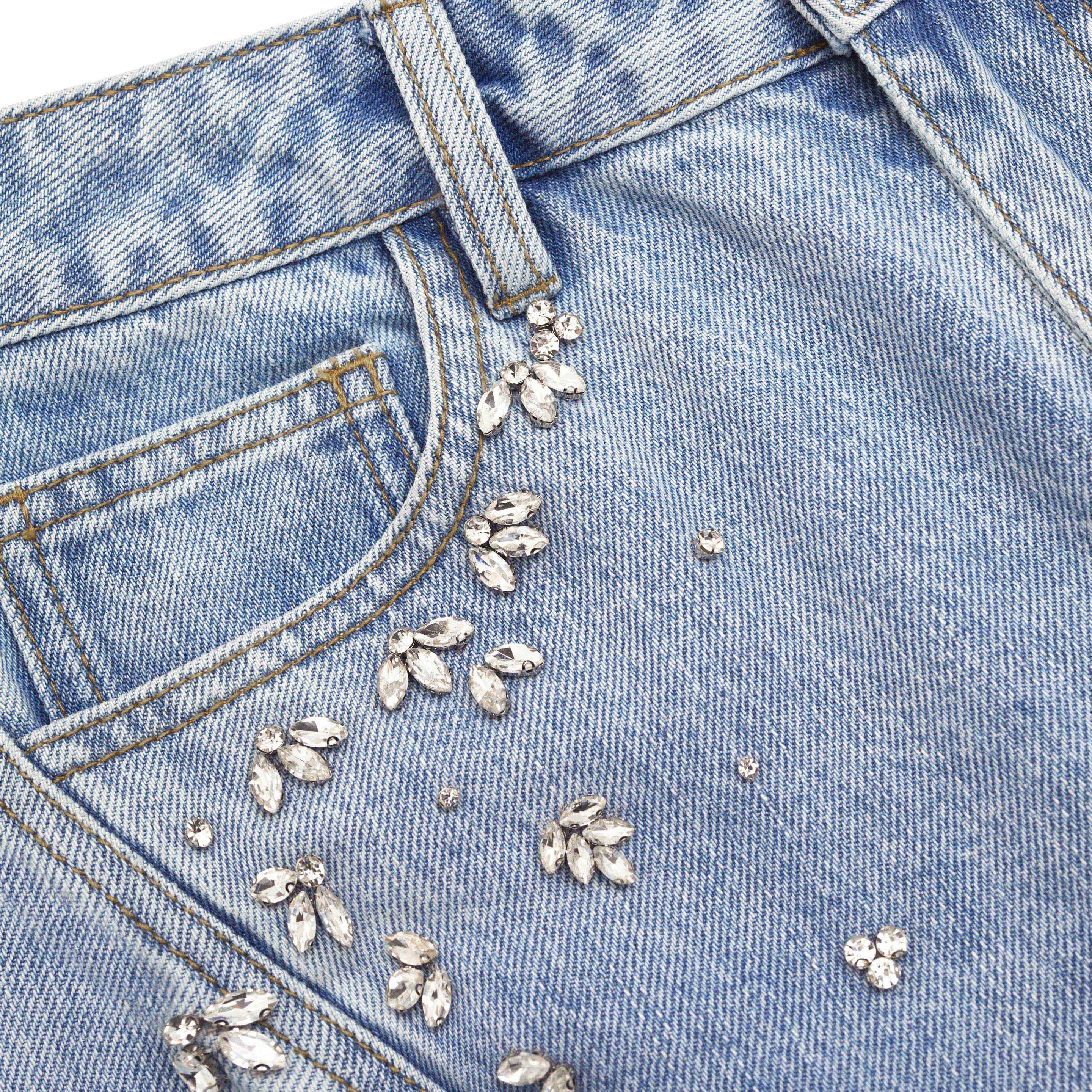 Crystal Embellished Denim Jeans - 5