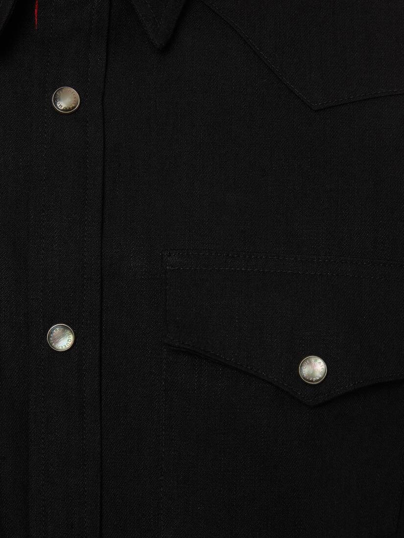 Selvedge Tape Denim Shirt in Black - 6
