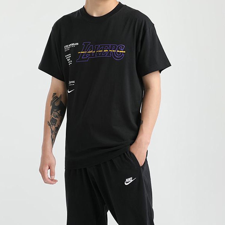 Nike NBA Courtside Los Angeles Lakers Short Sleeve Training Black CK8028-010 - 4