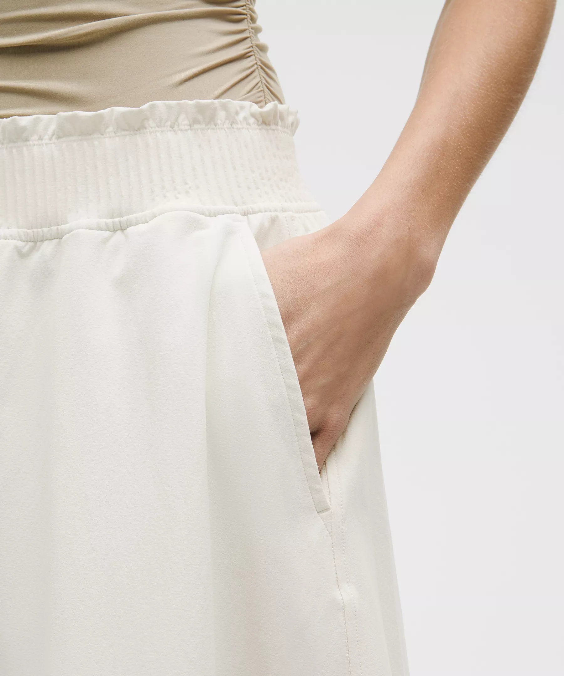Stretch Woven Ruffle-Waist Midi Skirt - 4
