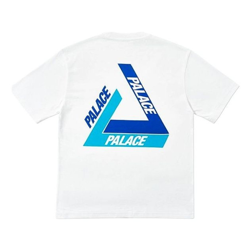 PALACE Tri-Shadow Christmas Limited Blue Colorblock Triangle Logo Round Neck Short Sleeve White T-Sh - 1