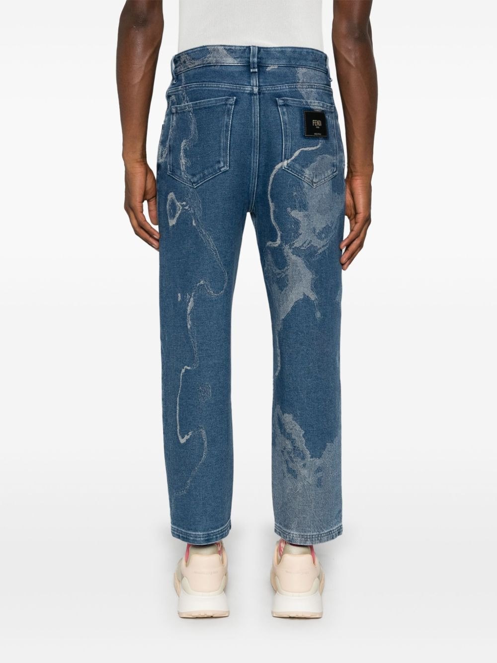 Earth-print cropped jeans - 4