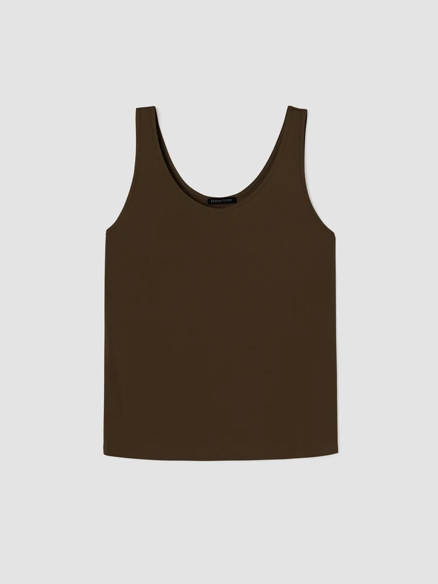 Stretch Silk Jersey Scoop Neck Tank - 1