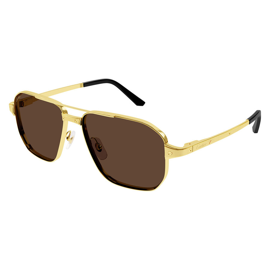 Cartier Santos de Cartier Brown Navigator Men's Sunglasses CT0424S 003 59 - 1