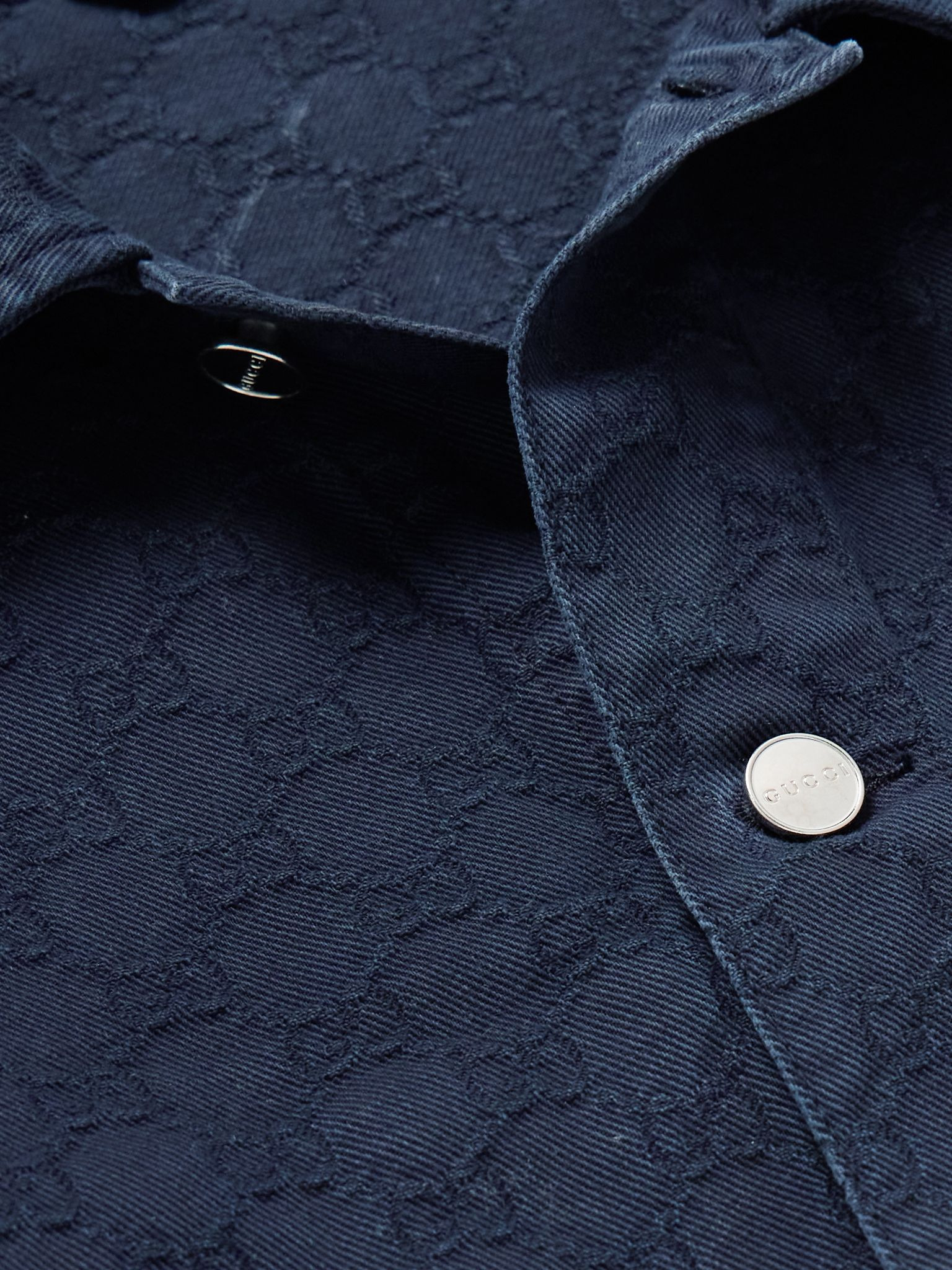 Dégradé Logo-Jacquard Denim Jacket Navy - 4
