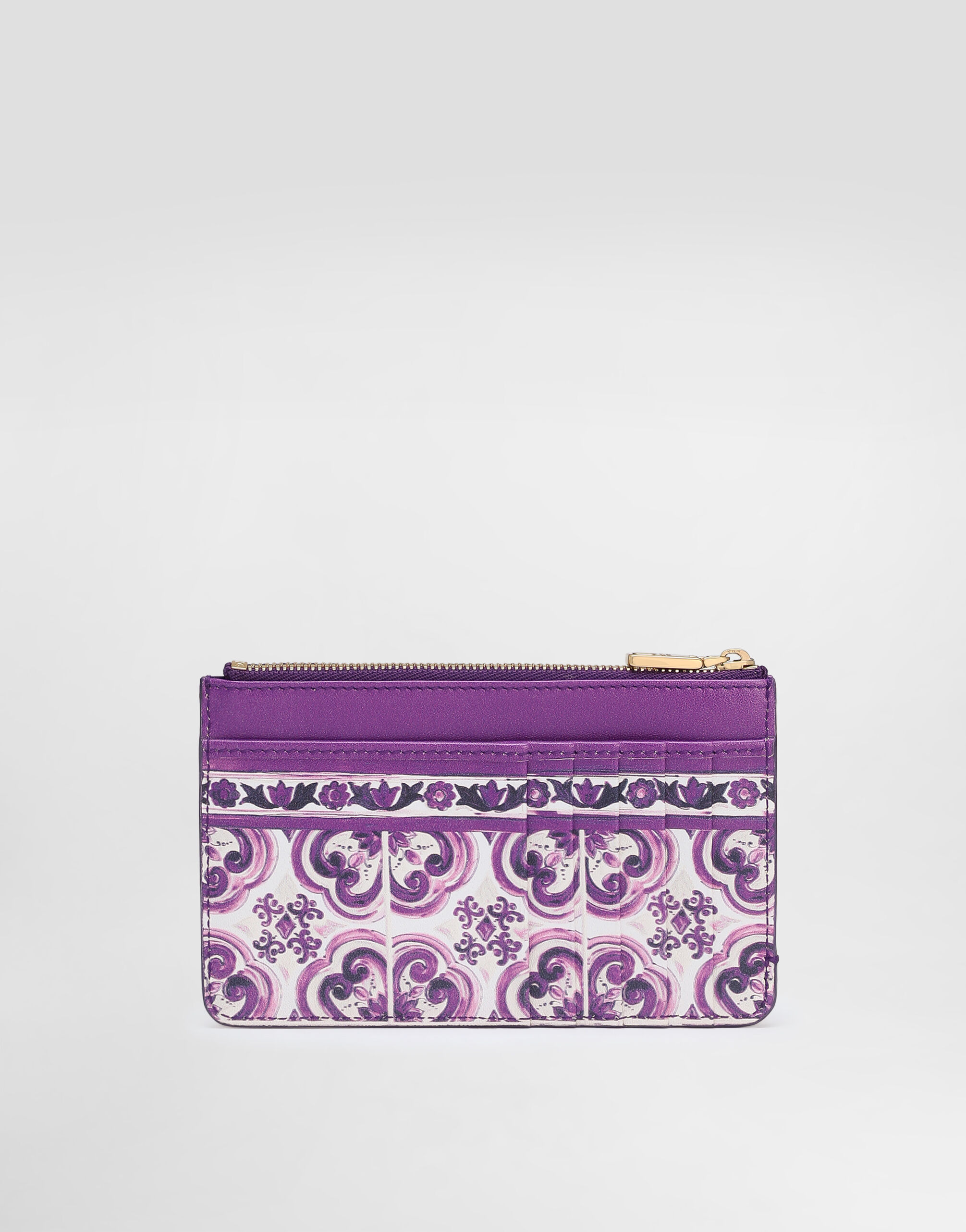 Majolica-print calfskin card holder - 3