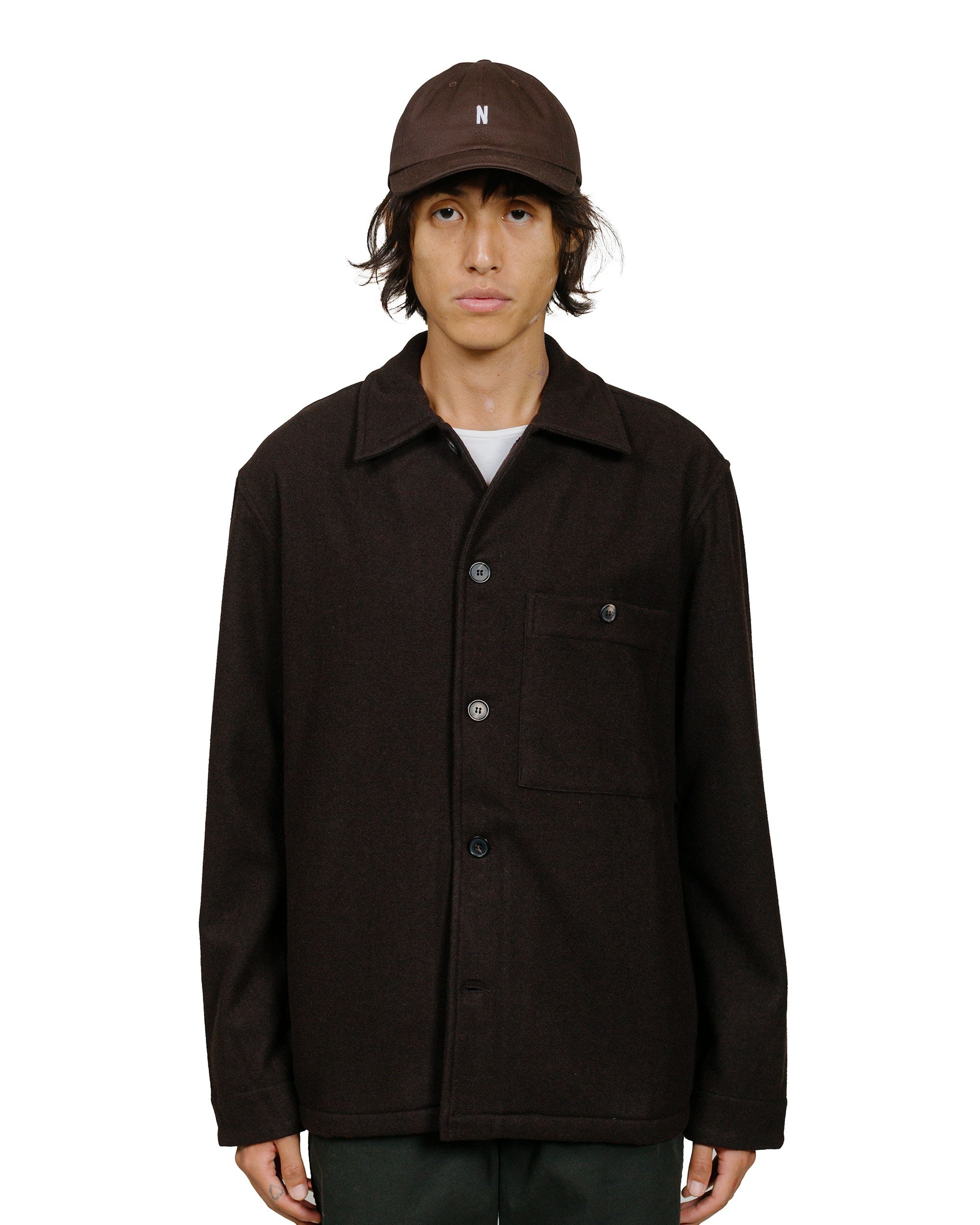 Folke Wool Overshirt Espresso - 2