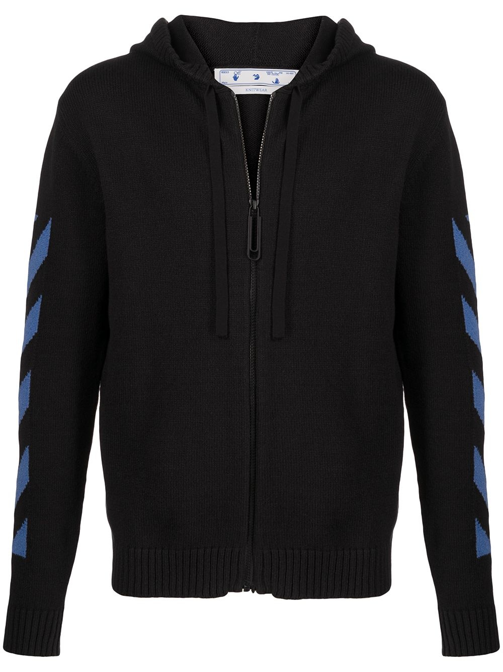 Diagonal knit zip hoodie - 1