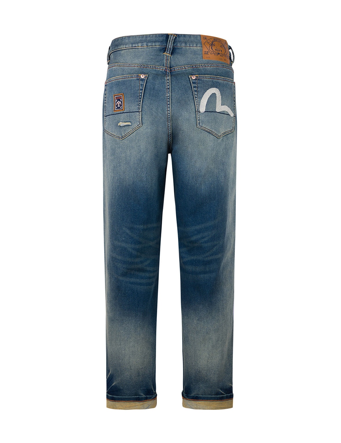Seagull Embroidery with Hand-Woven Lanyard Relax Straight Fit Jeans #2030 - 13