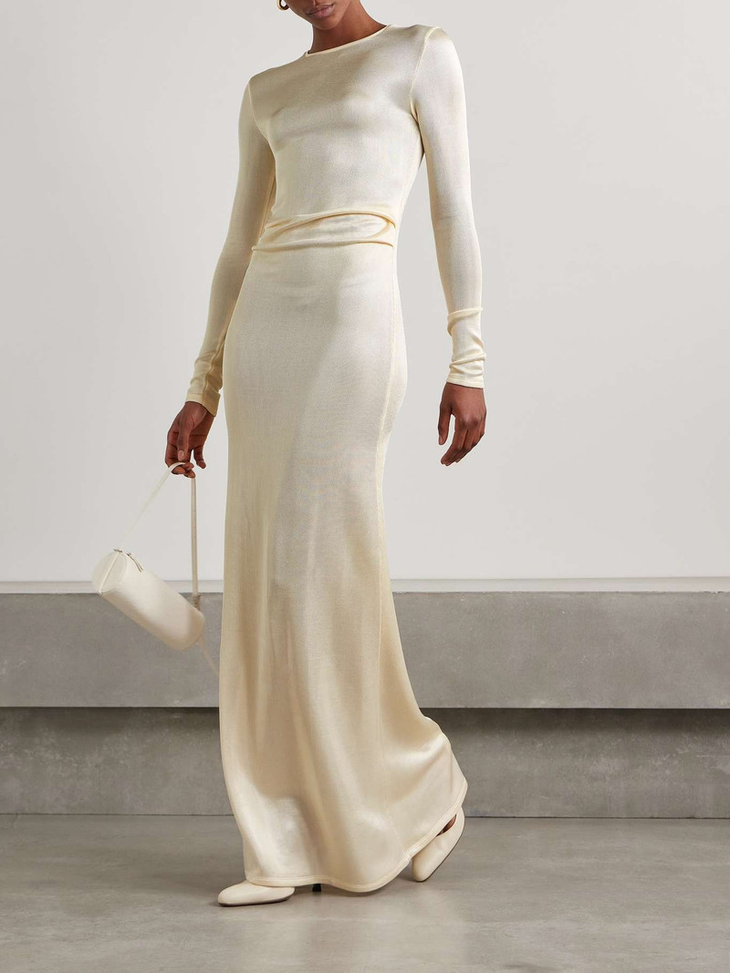 TOVE Luella gathered stretch-knit maxi dress Cream outlook