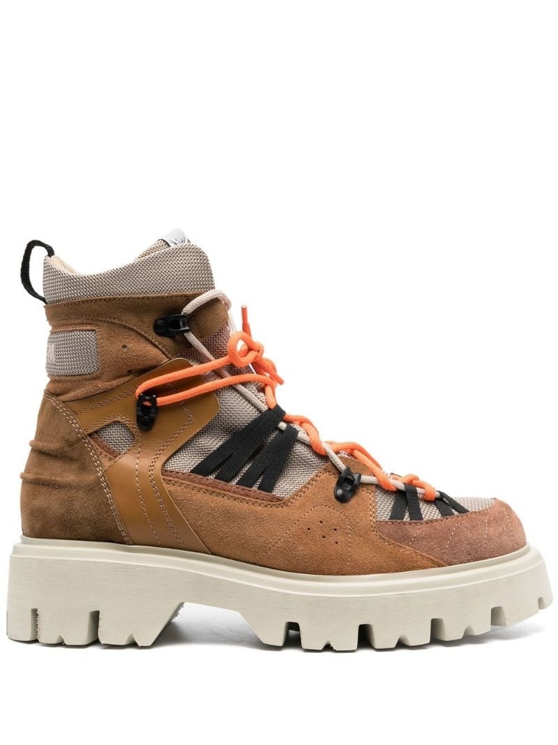 panelled lace-up boots - 1