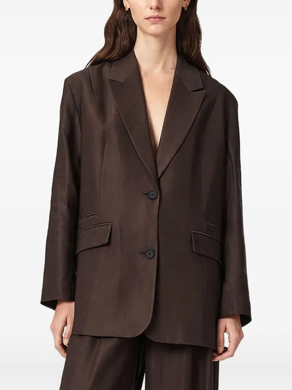 notched-lapel button-fastening blazer - 1