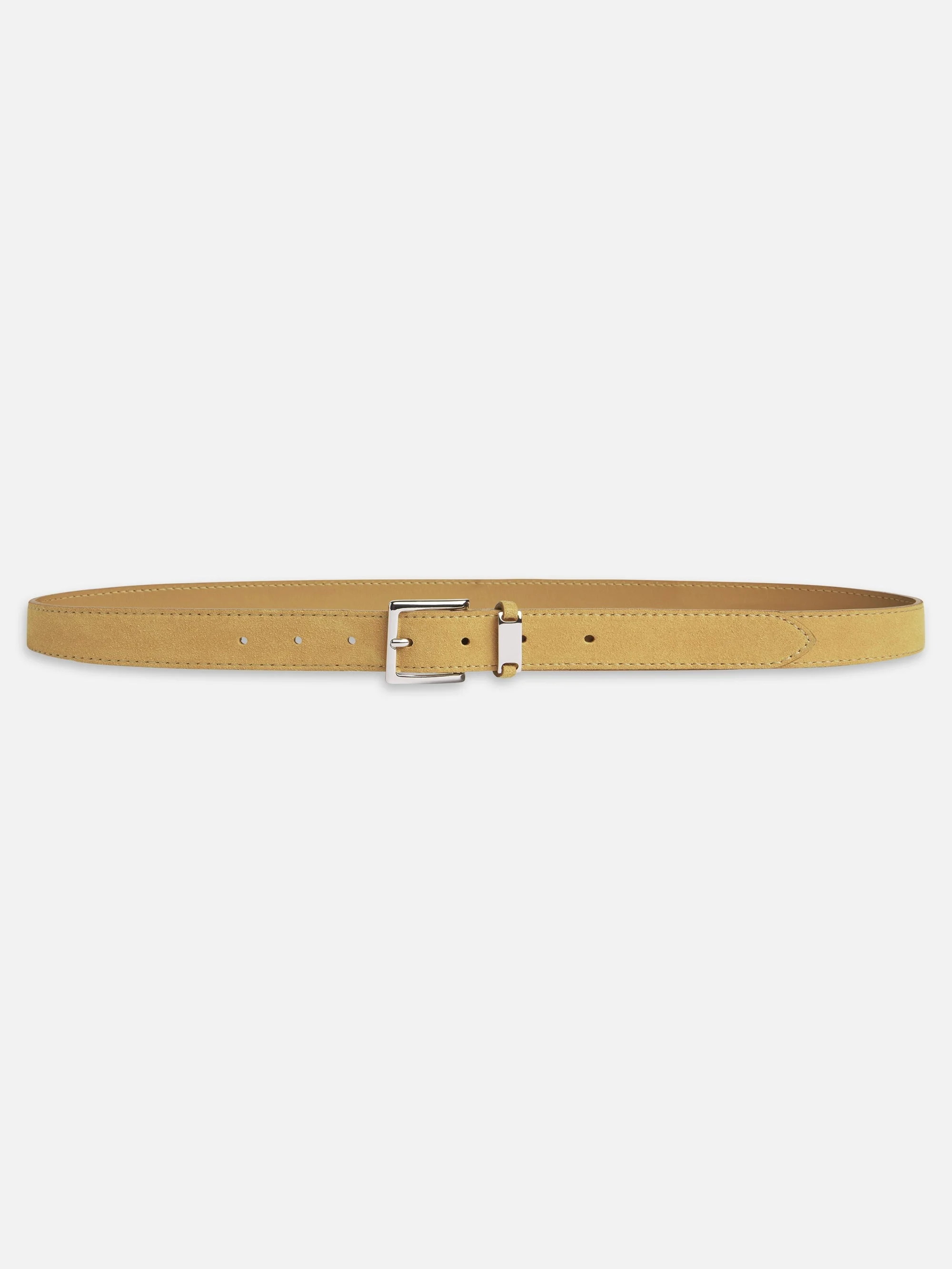The Suede Square Buckle Belt in Light Camel - 1