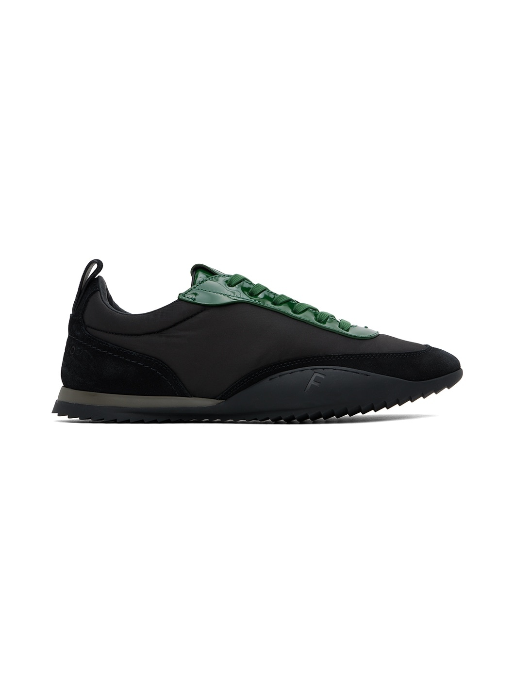 Black & Green Patent Leather Trim Sneakers - 1