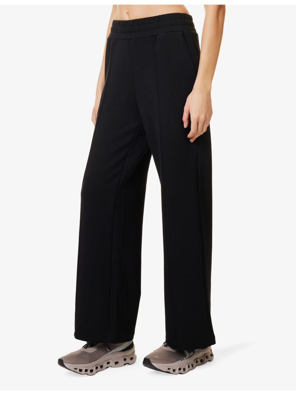 Drawstring-waistband wide-leg mid-rise stretch-woven trousers - 3