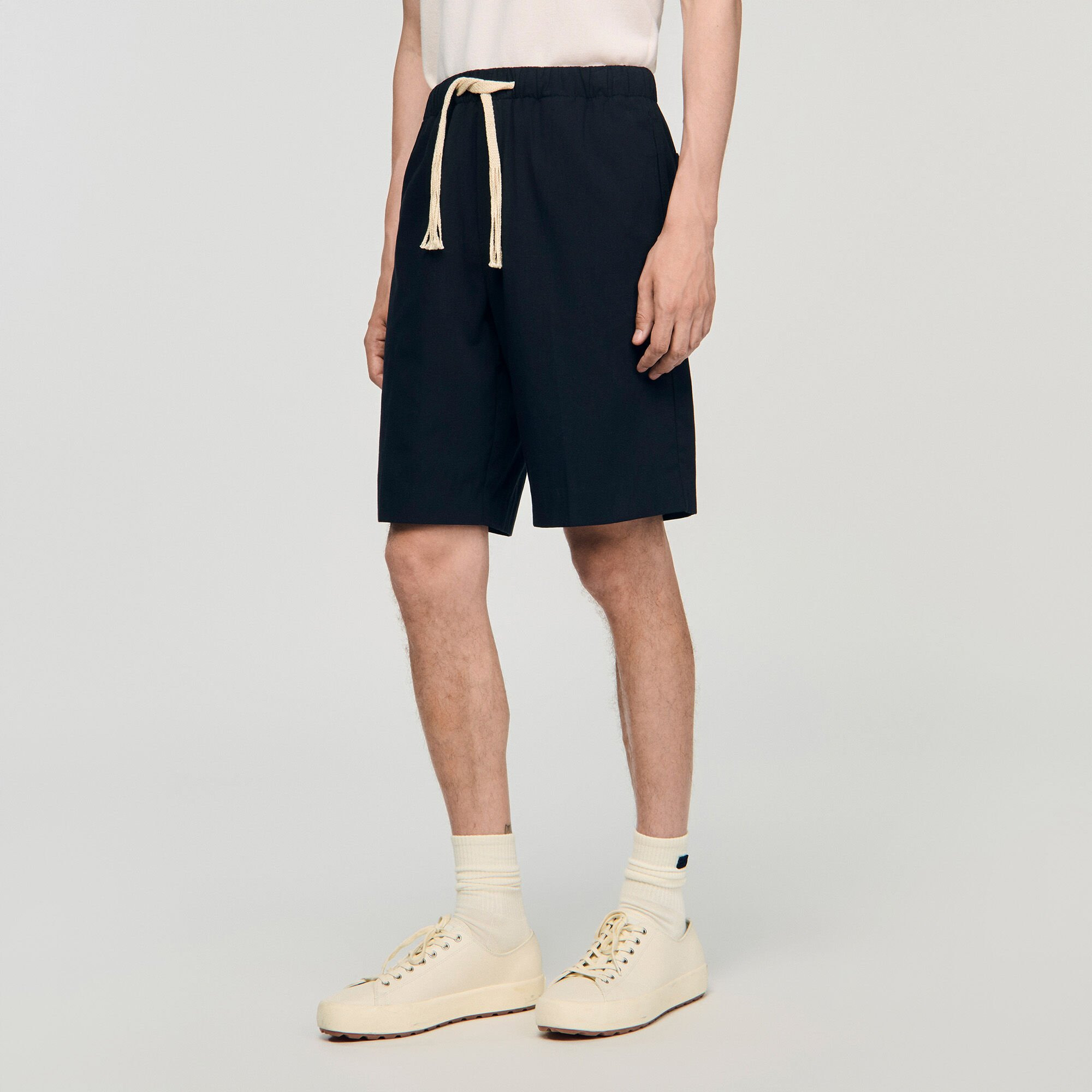 ELASTICATED WAIST COTTON SHORTS - 4