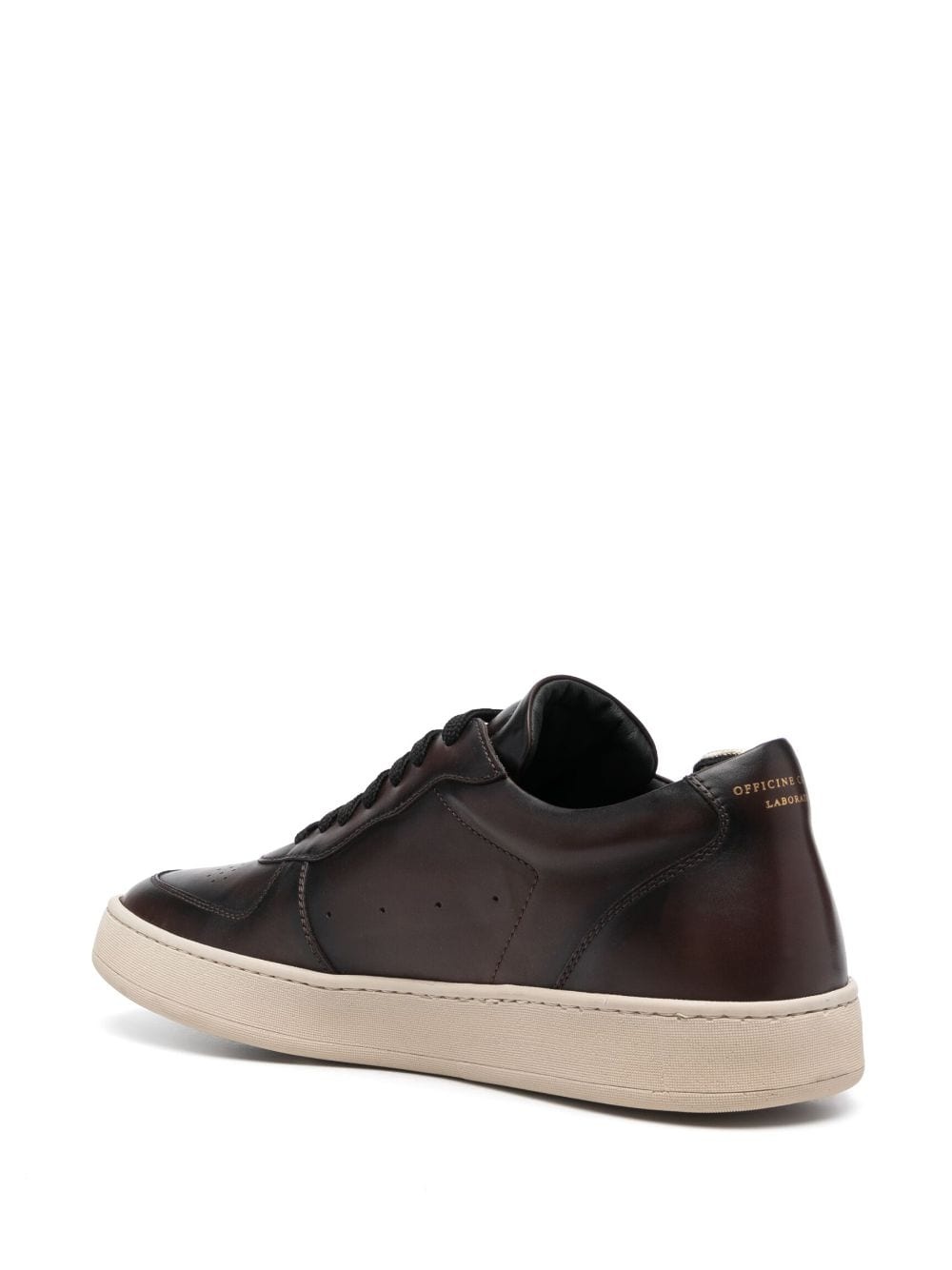 low-top leather sneakers - 3
