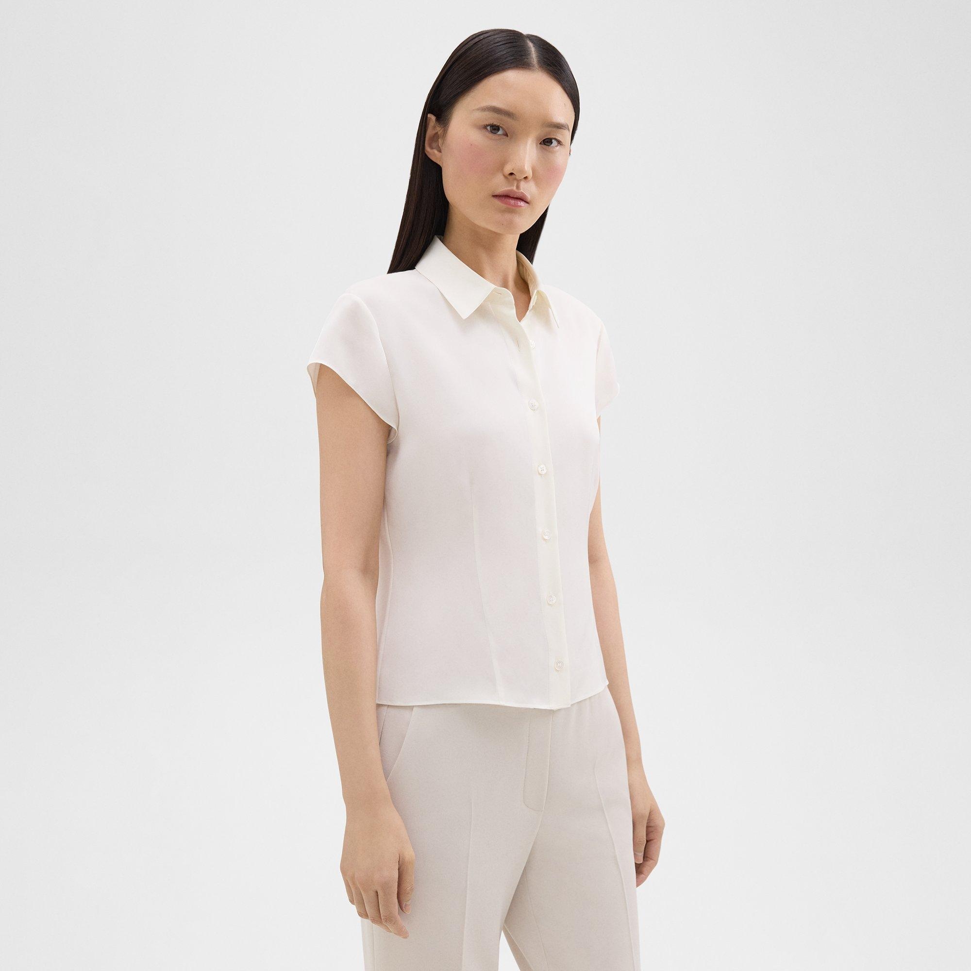 Cap Sleeve Shirt in Silk Georgette - 3