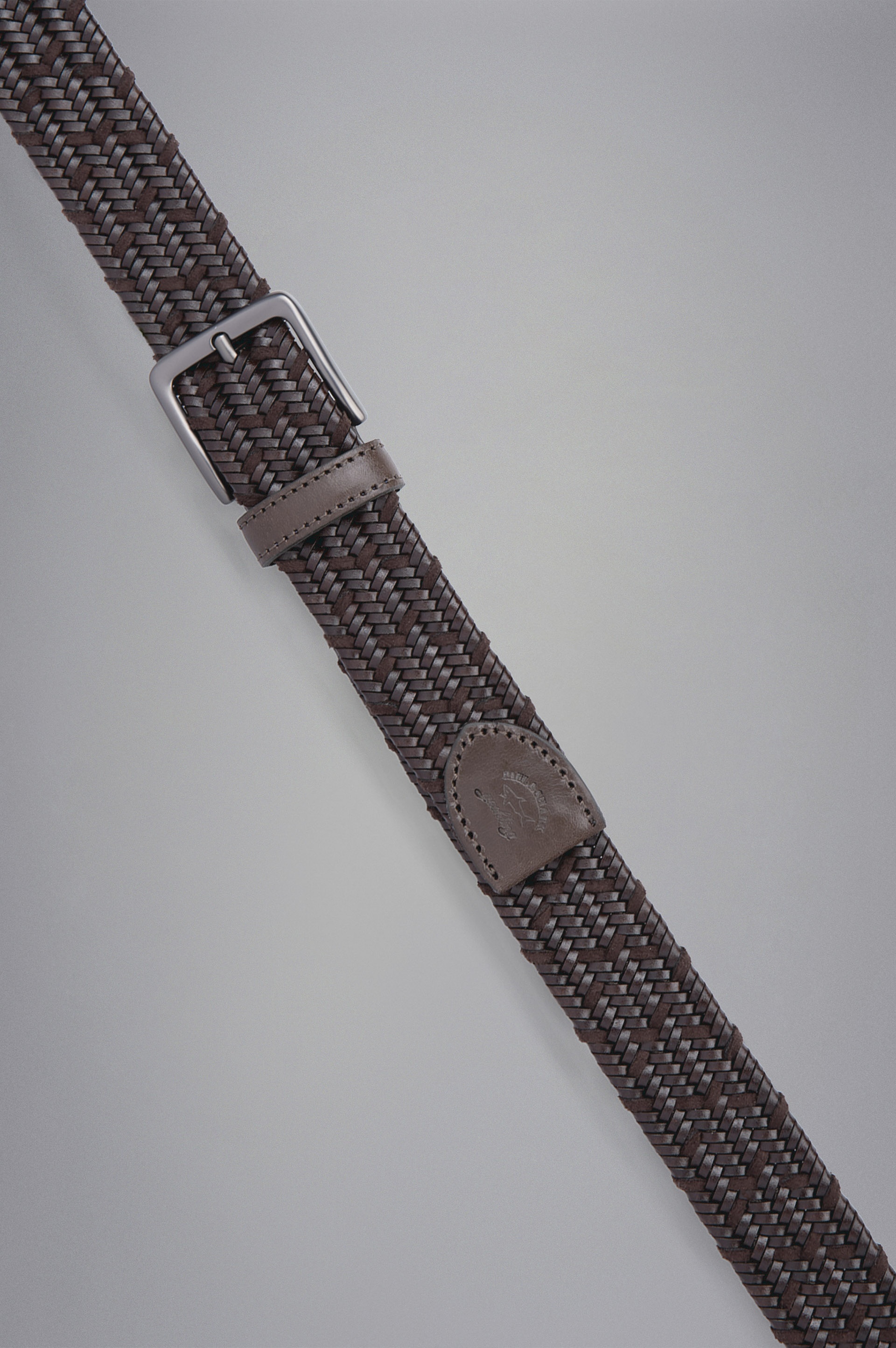 LEATHER TRIMMED WOVEN ELASTIC BELT - 2