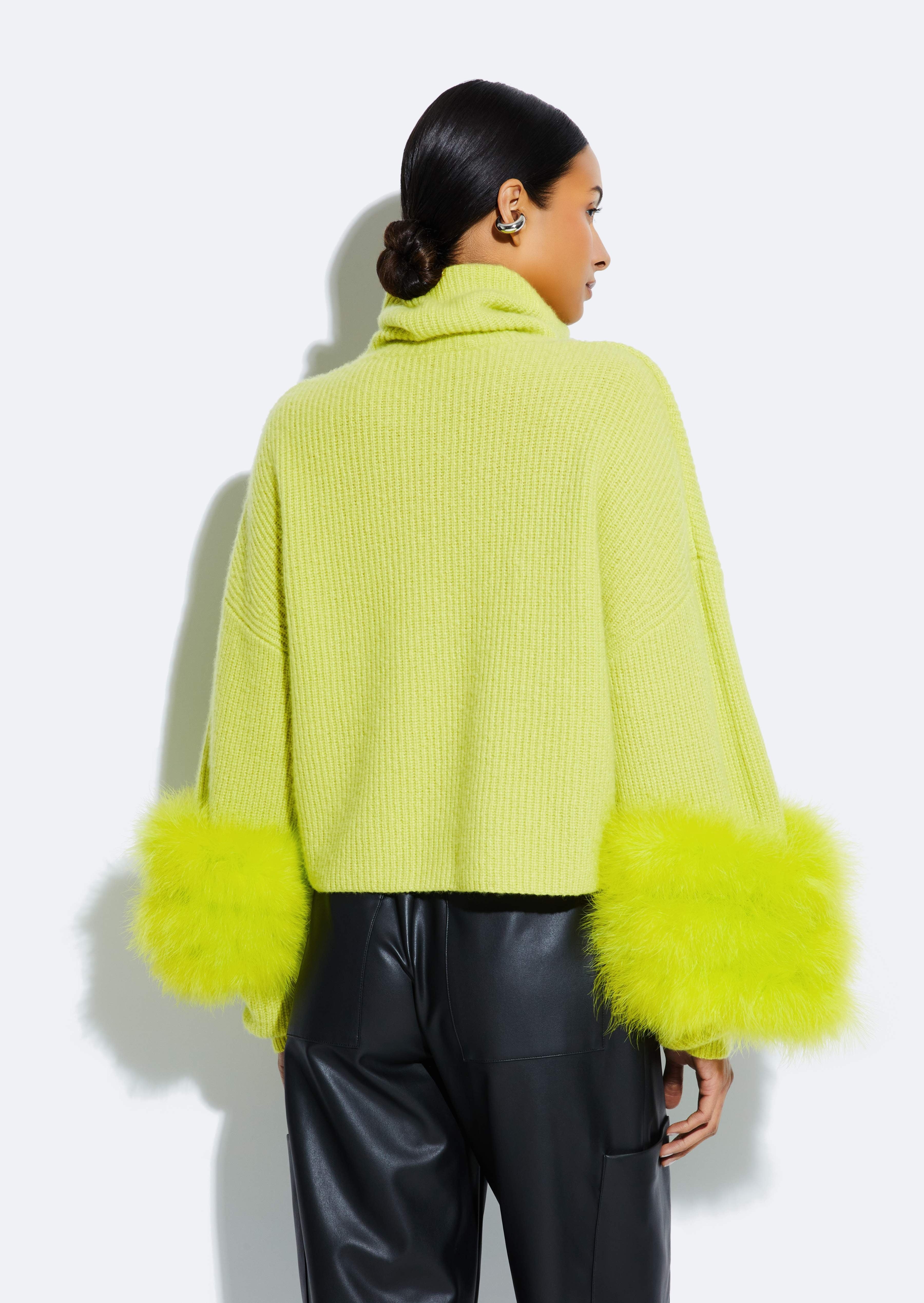 Cashmere Turtleneck Sweater With Marabou - 3