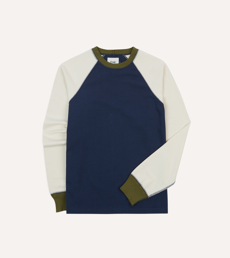 Navy and Ecru Long Sleeve Raglan T-Shirt 1
