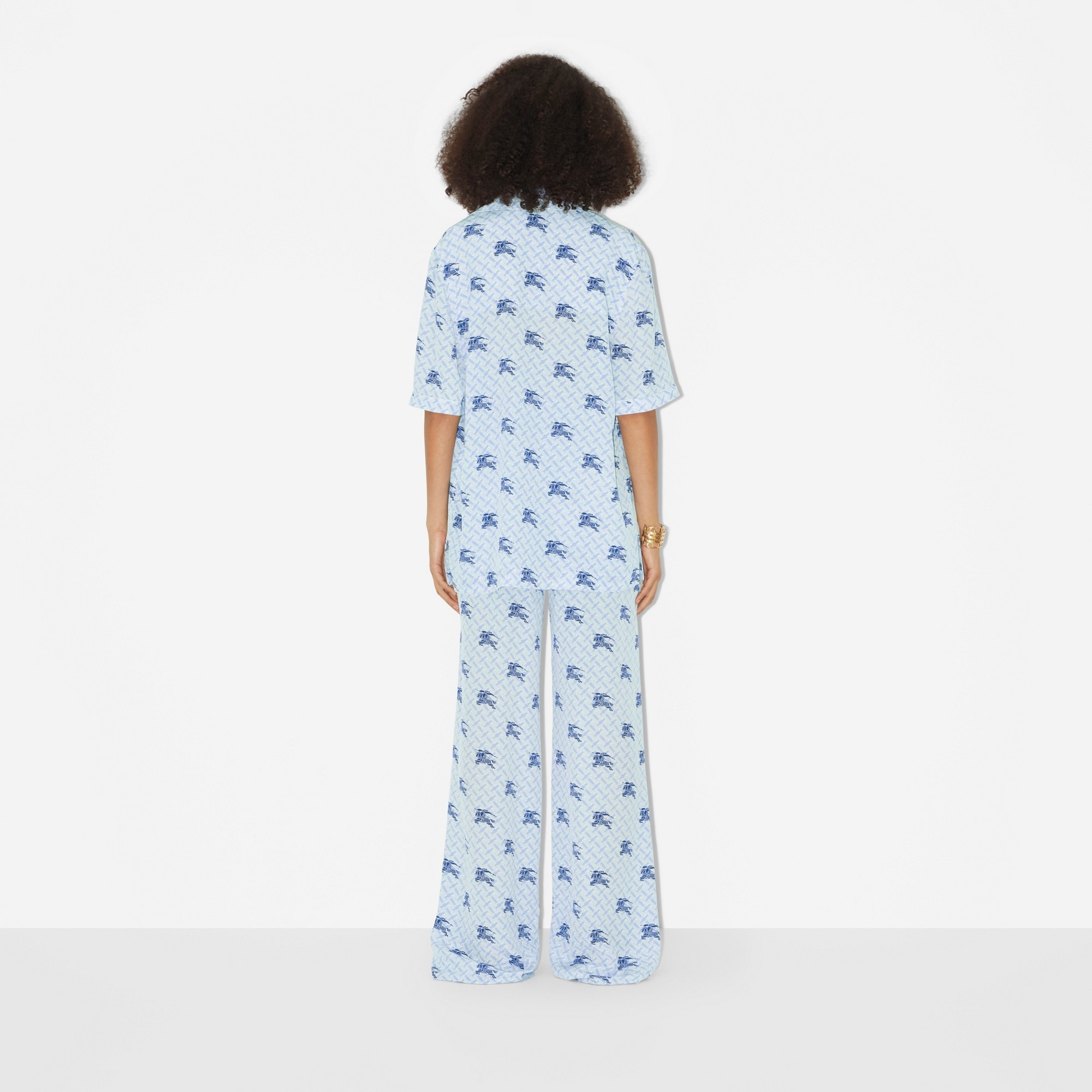 EKD Monogram Silk Wide-leg Trousers - 4