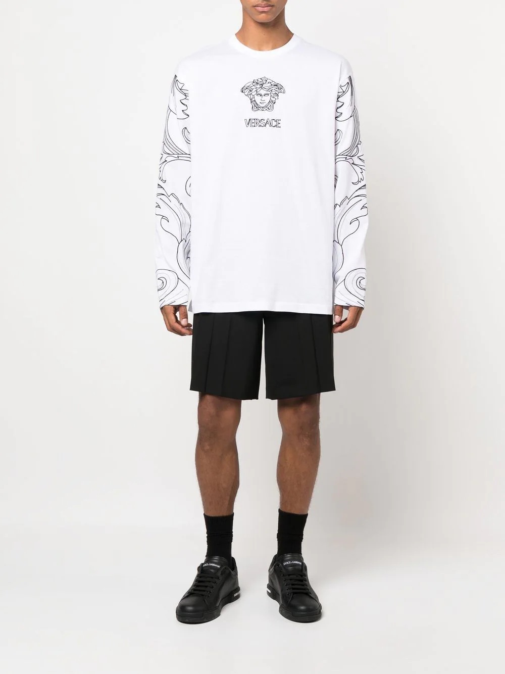 Barocco-sleeve medusa-print T-shirt - 2