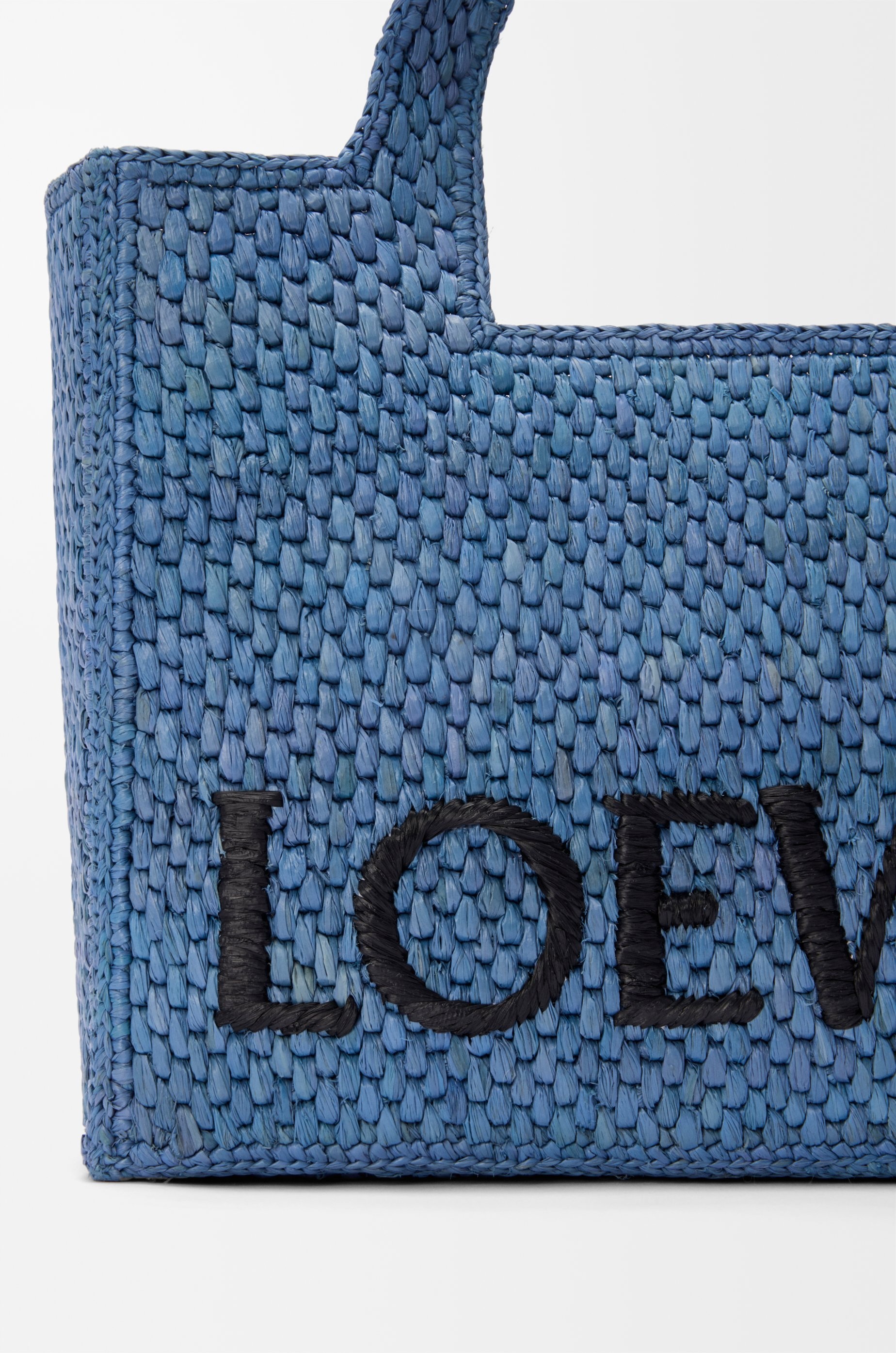 Small LOEWE Font tote in raffia - 7