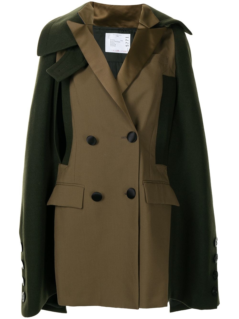 double-breasted button cape coat - 1