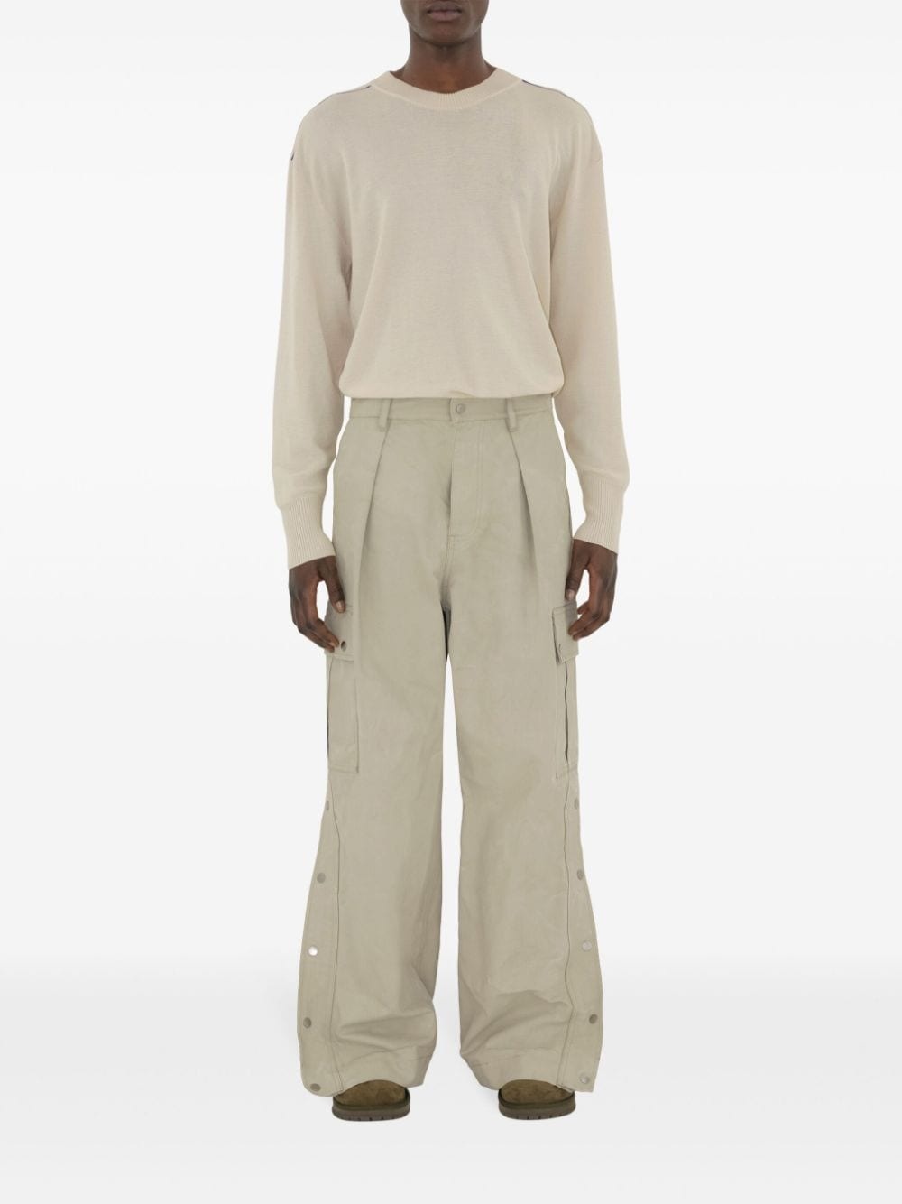 wide-leg cotton cargo trousers - 2