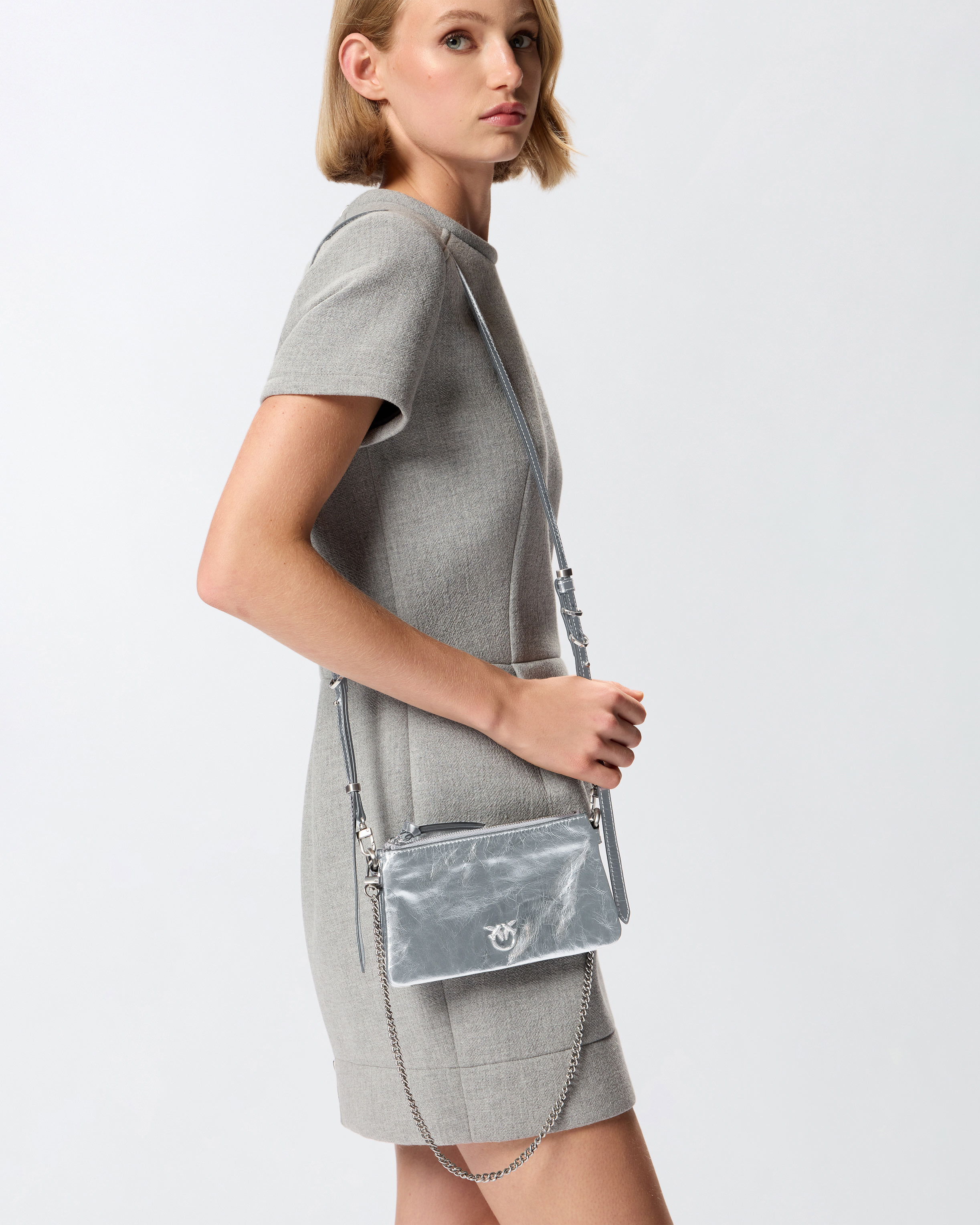 MINI DOUBLE BAG IN LAMINATED LEATHER - 5