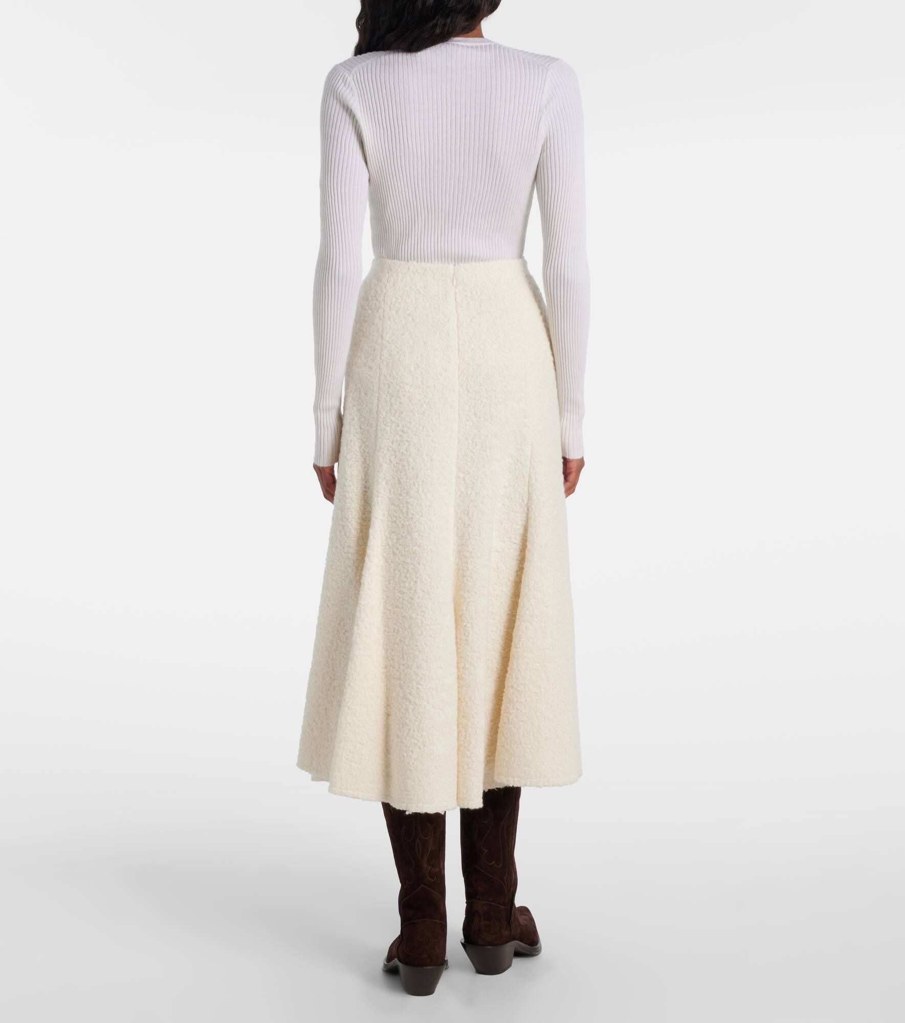 Amy cashmere and wool-blend midi skirt - 3